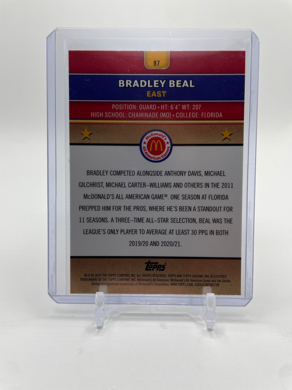 2024-25 Topps McDonald's Chrome Bradley Beal Aqua Refractor /199