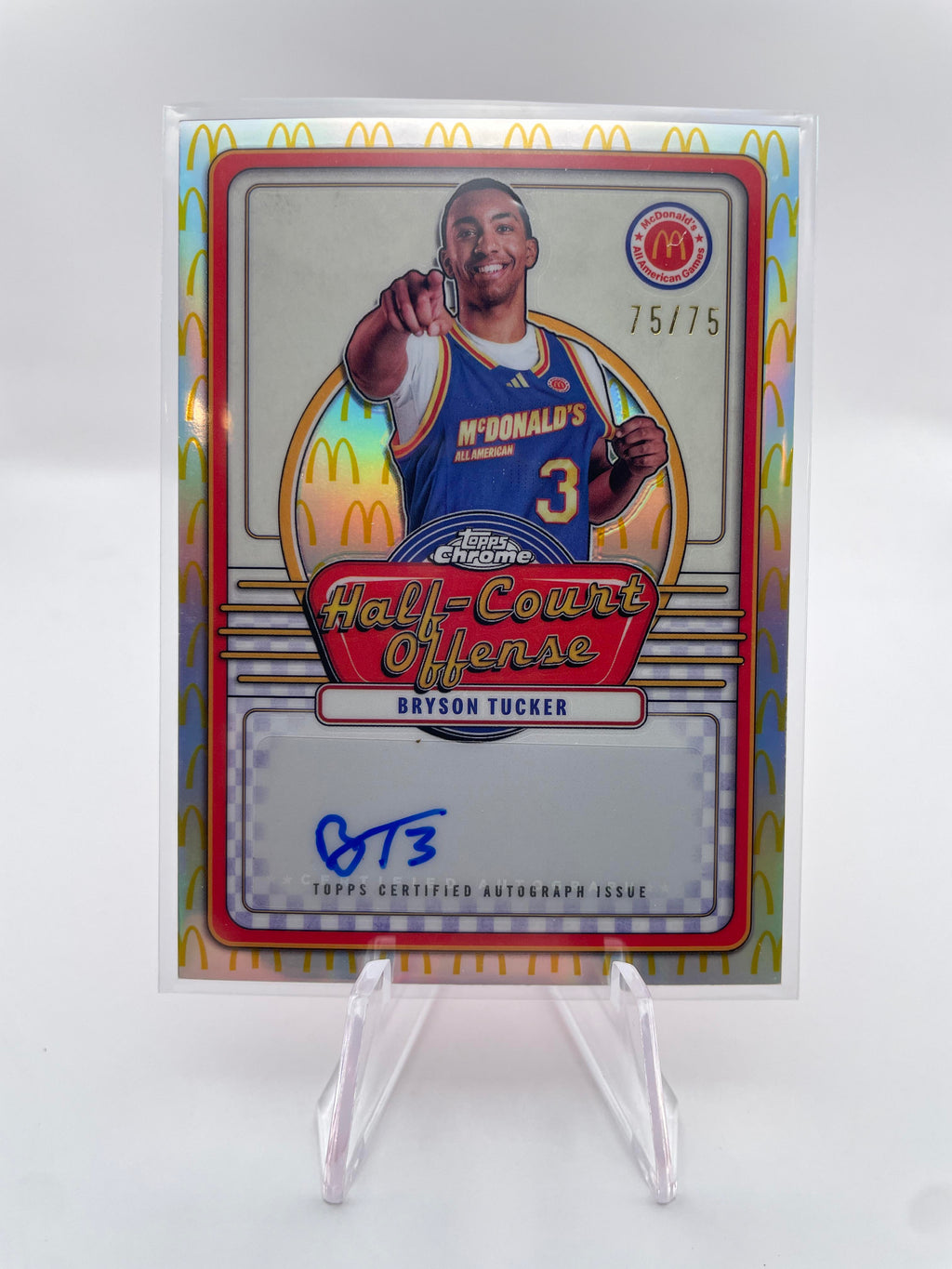 2024-25 Topps McDonald's Chrome Bryson Tucker Half-Court Logo Refractor Auto /75