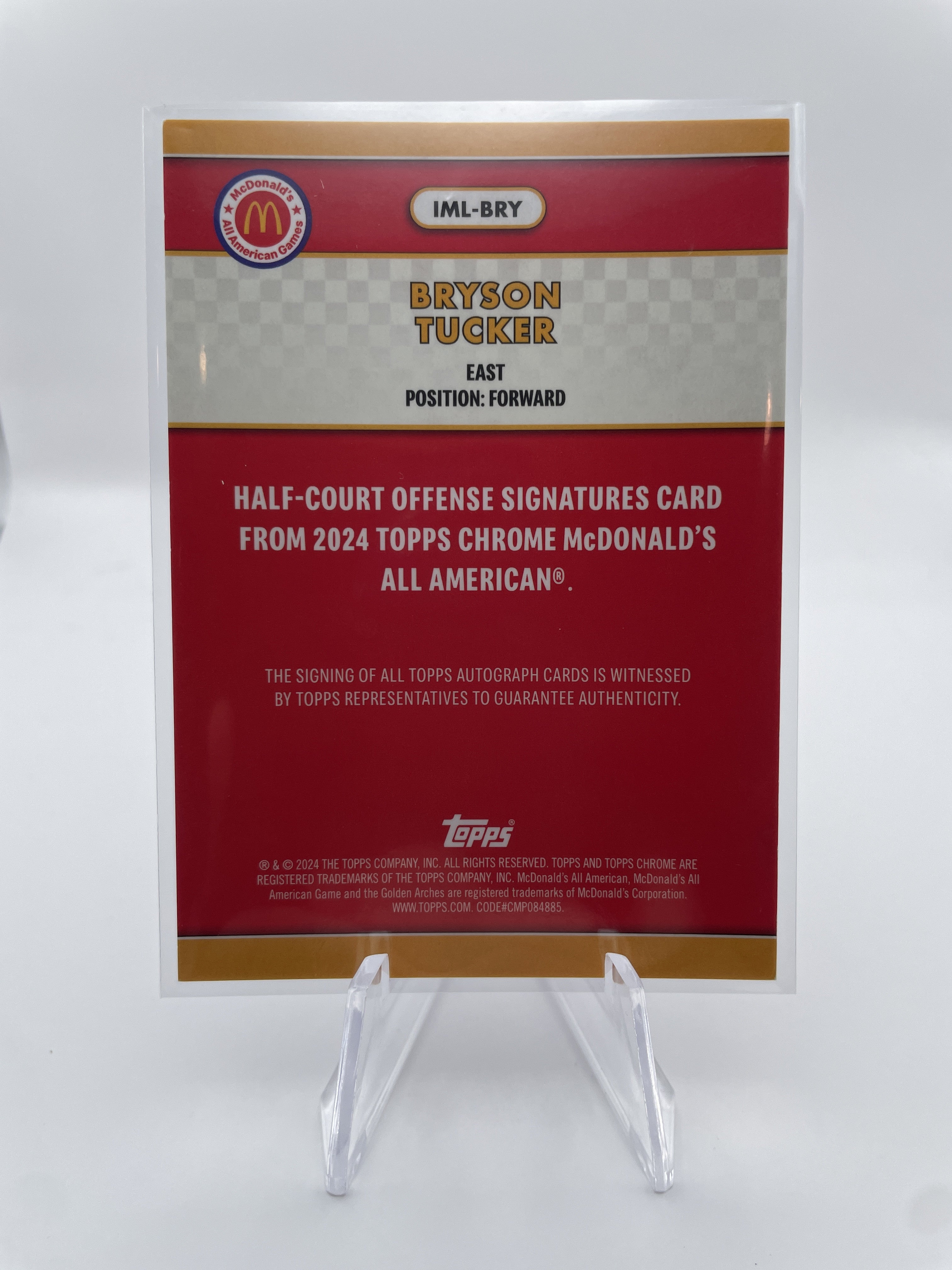 2024-25 Topps McDonald's Chrome Bryson Tucker Half-Court Logo Refractor Auto /75