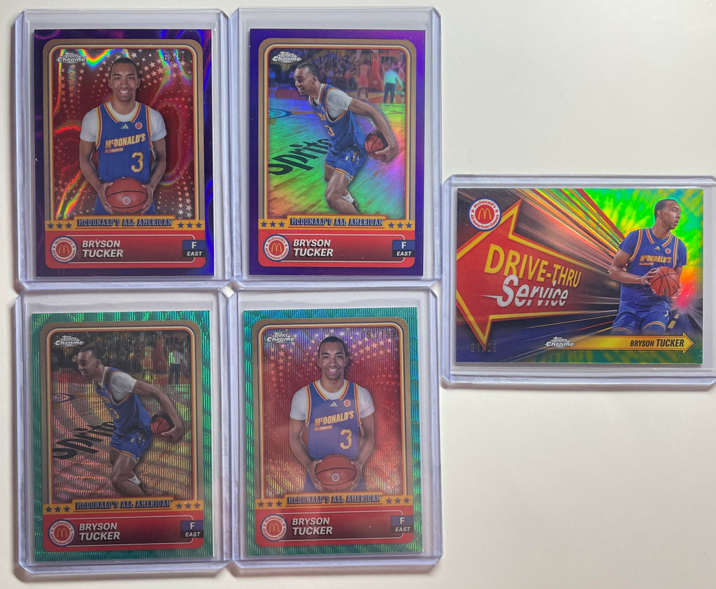 2024-25 Topps McDonald's Chrome Bryson Tucker Tie-Dye /25 Purple /99 Set (x5)