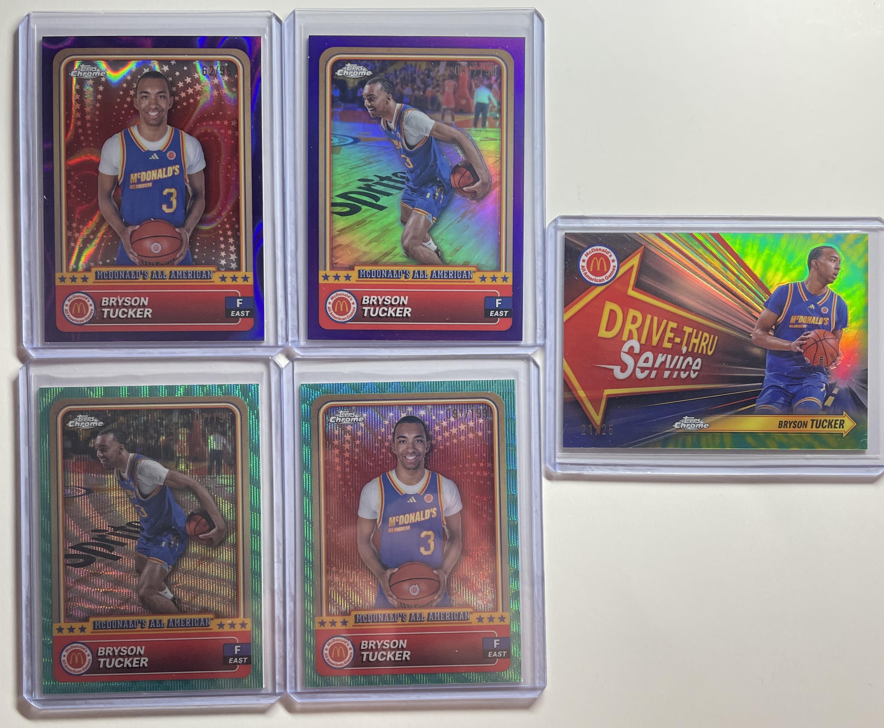 2024-25 Topps McDonald's Chrome Bryson Tucker Tie-Dye /25 Purple /99 Set (x5)