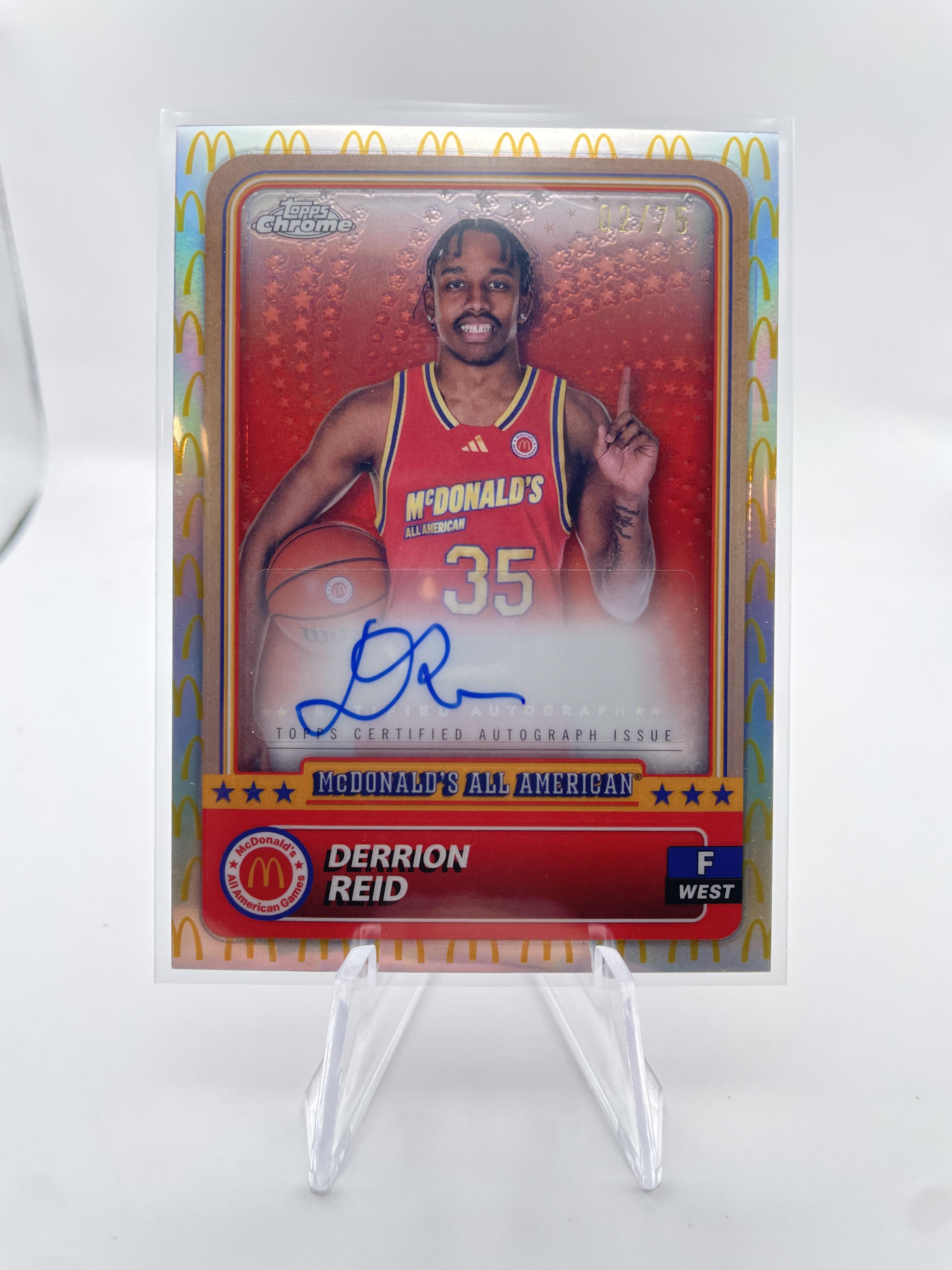 2024-25 Topps McDonald's Chrome Derrion Reid Half-Court Logo Refractor Auto /75