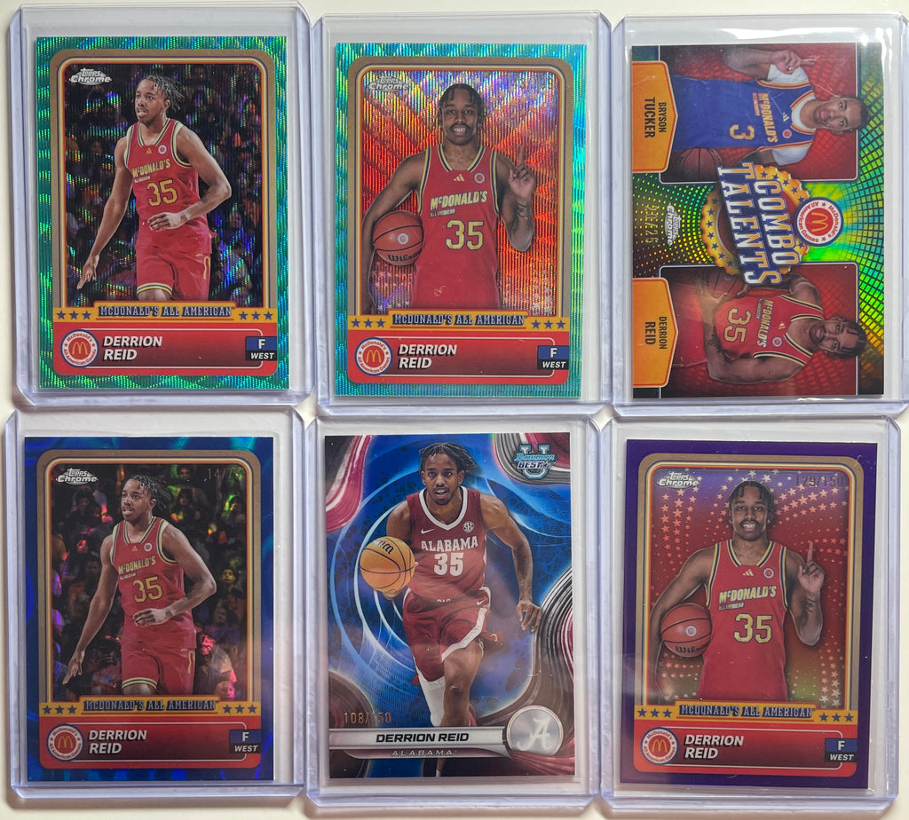 2024-25 Topps McDonald's Chrome Derrion Reid Tie-Dye /25 Purple /150 Set (x6)