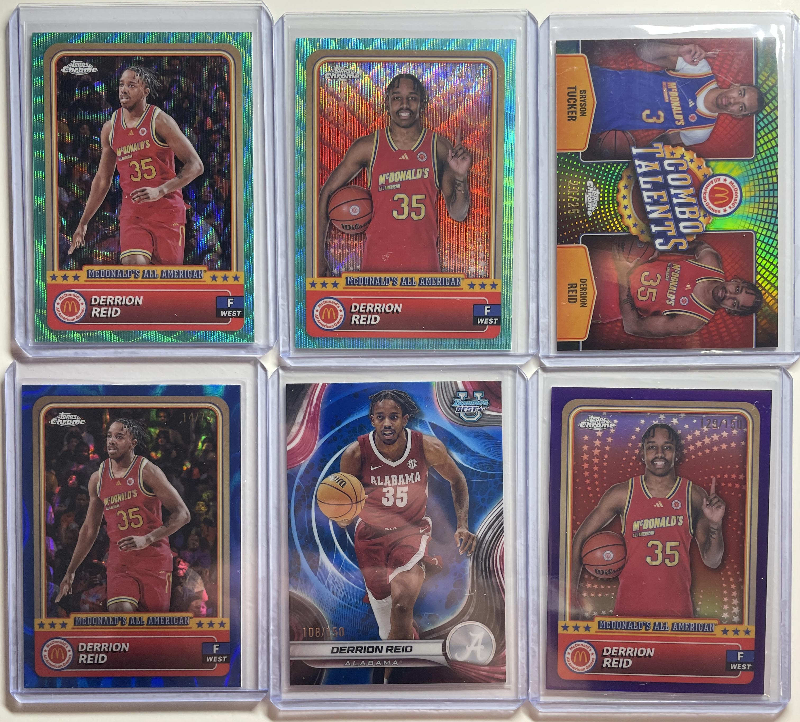 2024-25 Topps McDonald's Chrome Derrion Reid Tie-Dye /25 Purple /150 Set (x6)