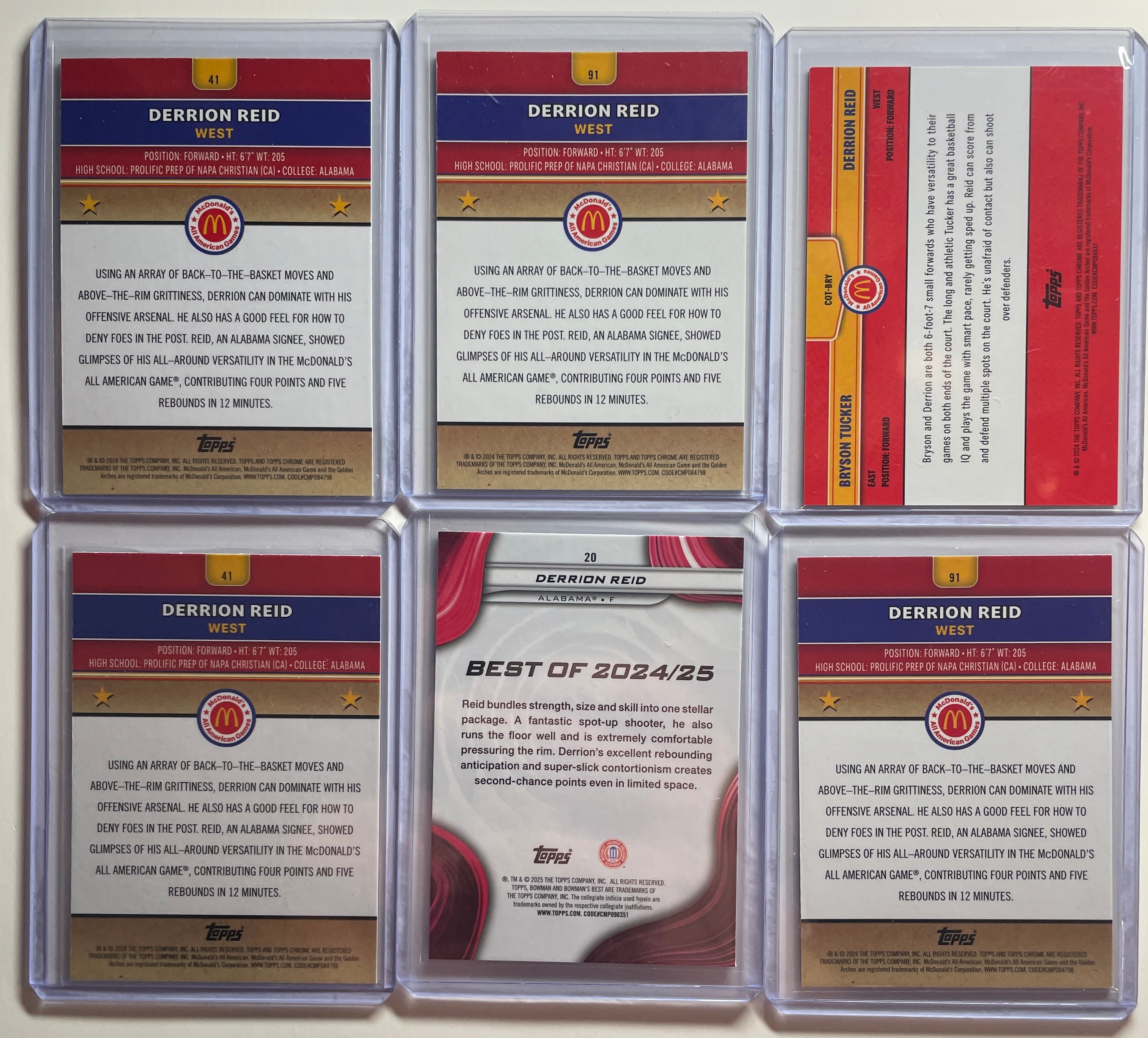 2024-25 Topps McDonald's Chrome Derrion Reid Tie-Dye /25 Purple /150 Set (x6)