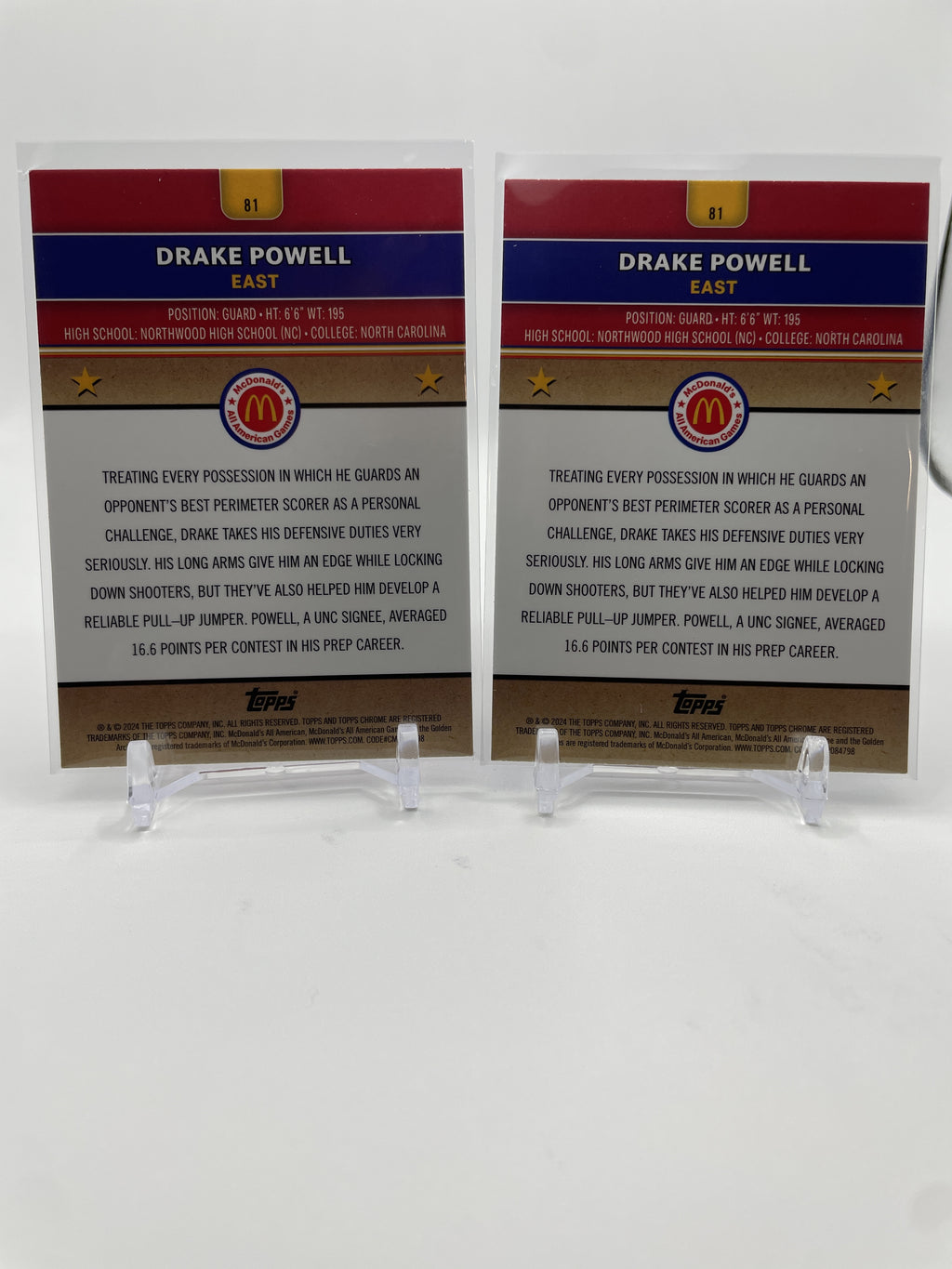 2024-25 Topps McDonald's Chrome Drake Powell Blue /75 Purple /99 SP Set (x4)