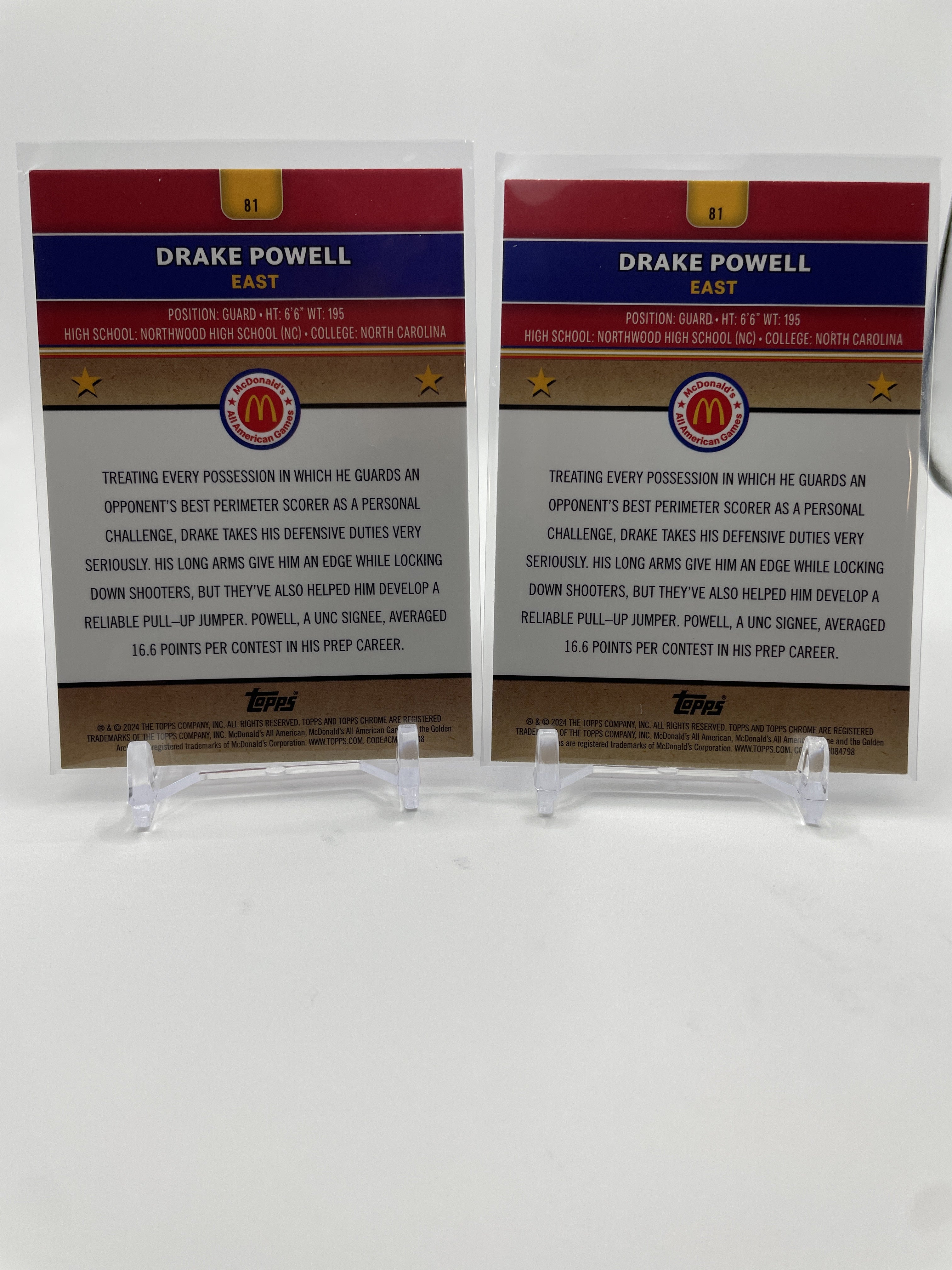 2024-25 Topps McDonald's Chrome Drake Powell Blue /75 Purple /99 SP Set (x4)