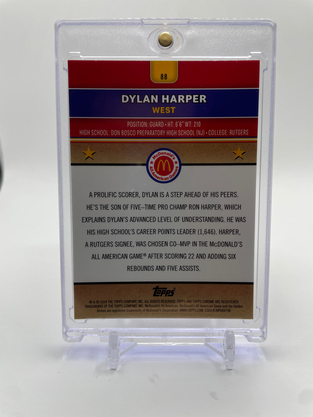 2024-25 Topps McDonald's Chrome Dylan Harper Purple Lava Refractor /99 #88