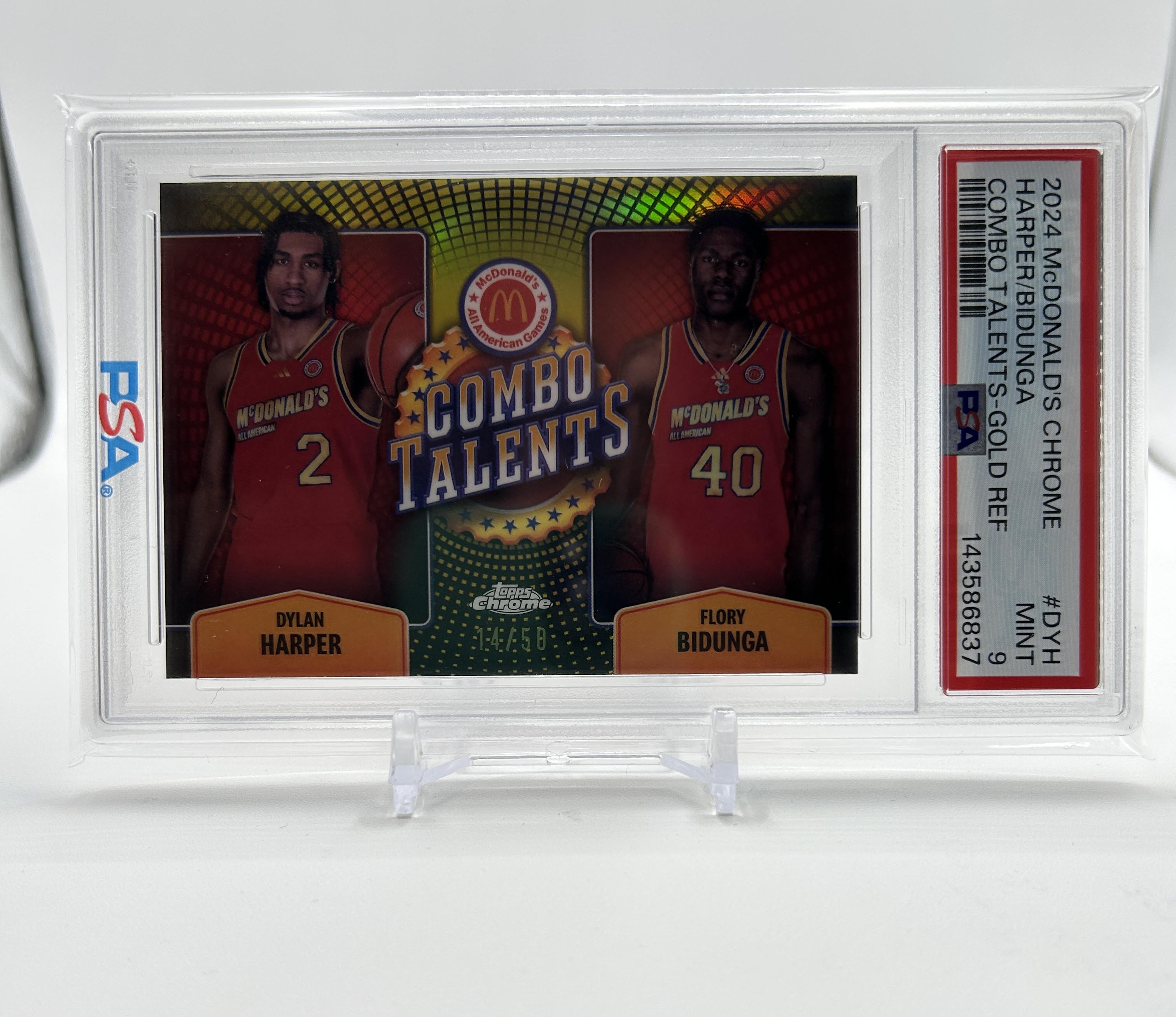 2024-25 Topps McDonald's Chrome Dylan Harper + Bidunga Gold Refractor /50 PSA 9