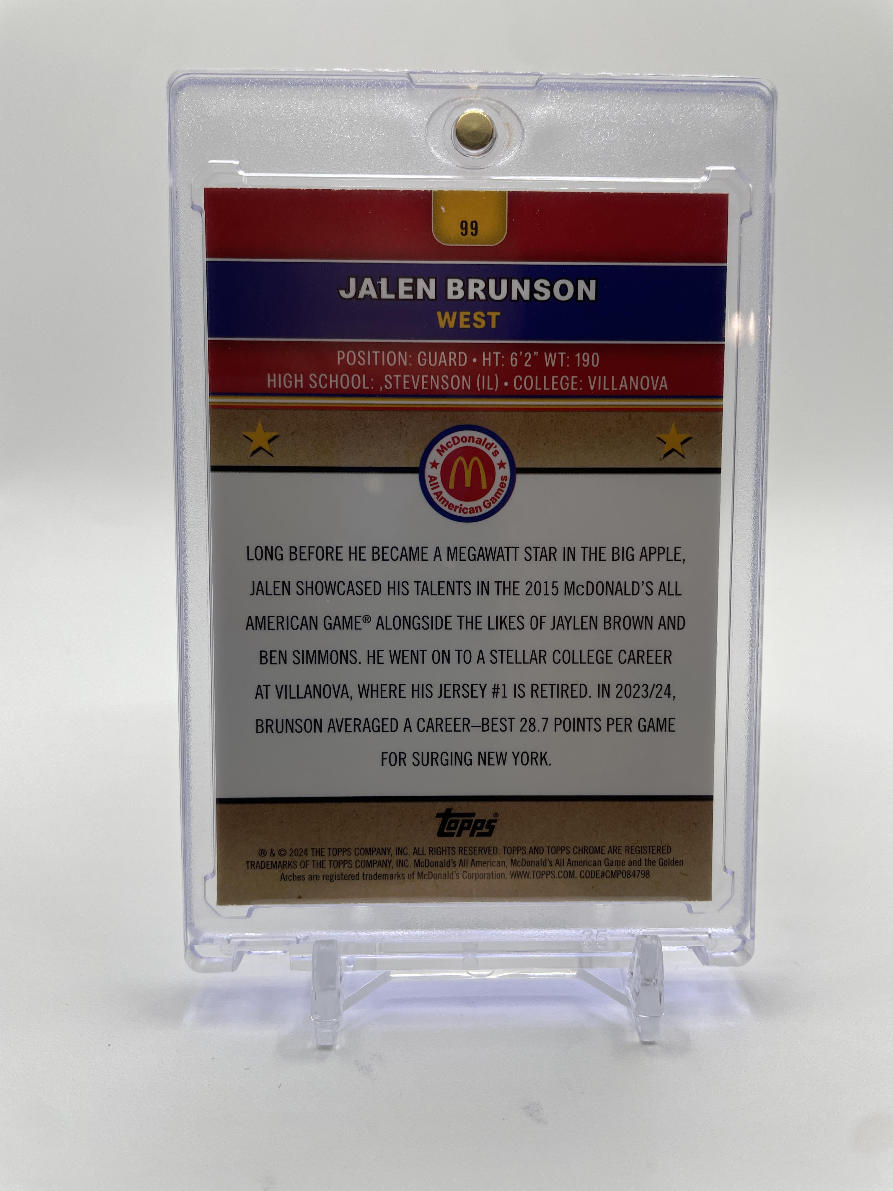 2024-25 Topps McDonald's Chrome Jalen Brunson Aqua Refractor /199 #99