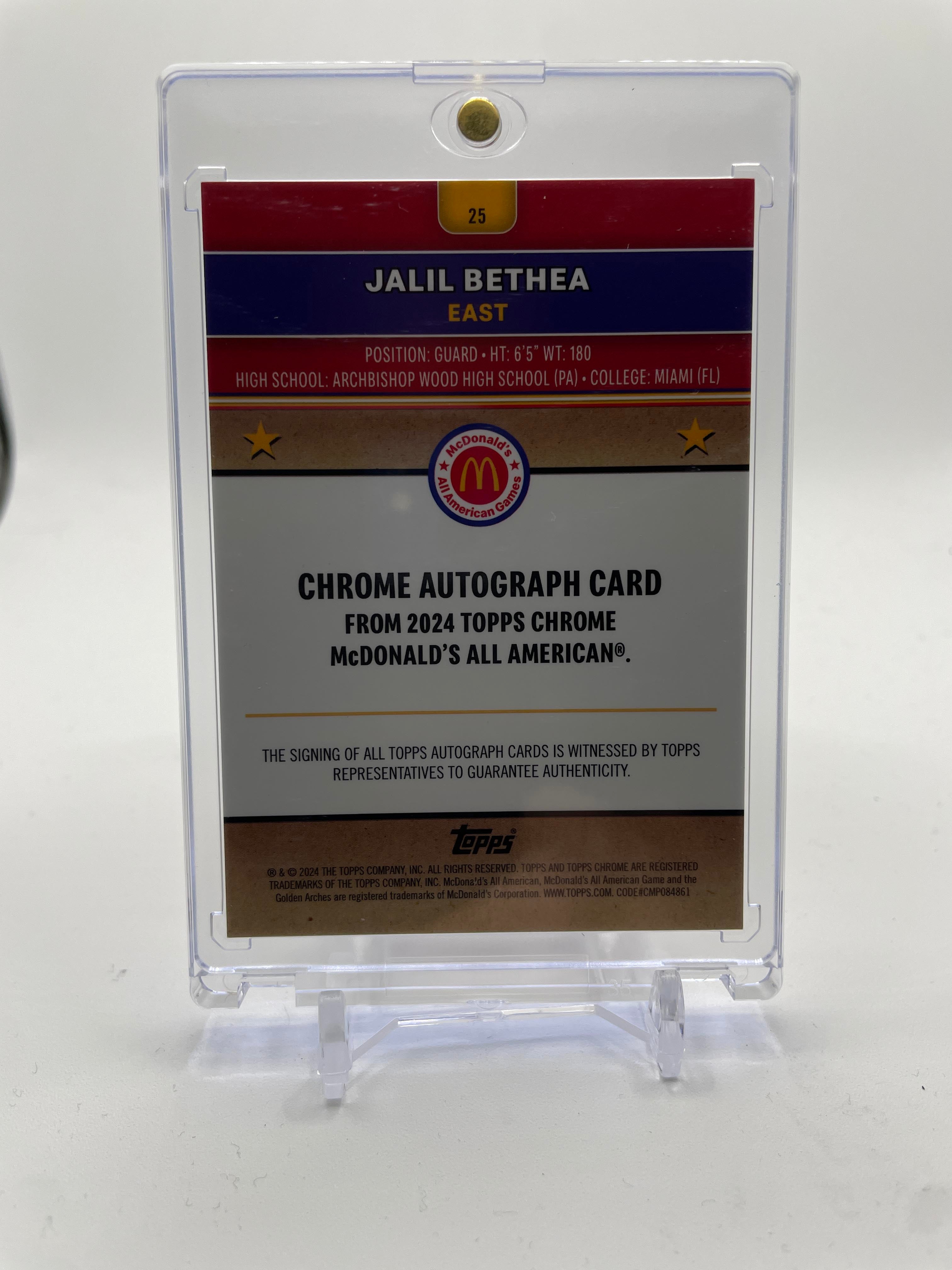 2024-25 Topps McDonald's Chrome Jalil Bethea Logo Refractor Auto /75 #25