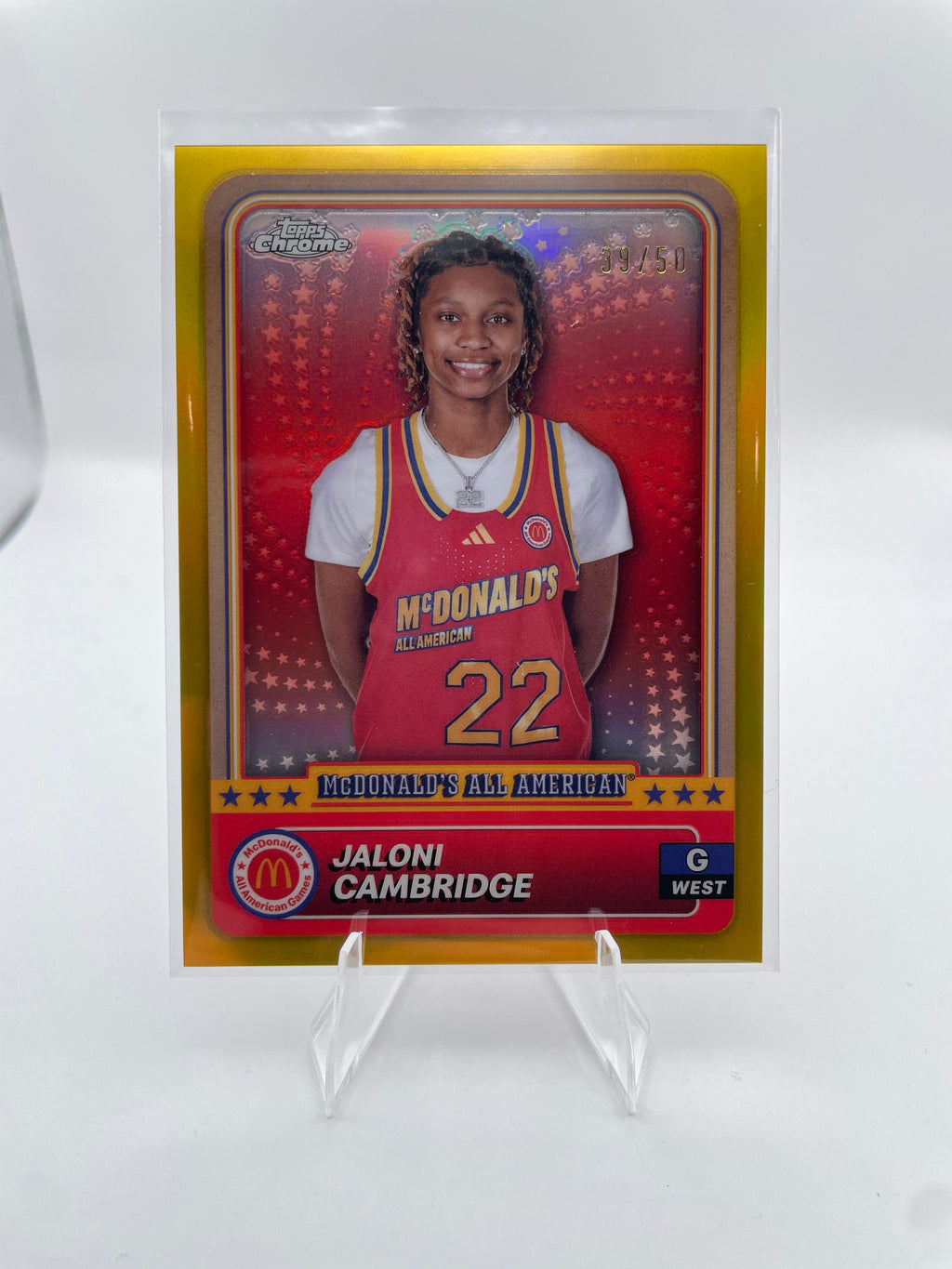 2024-25 Topps McDonald's Chrome Jaloni Cambridge Gold Refractor Rookie /50