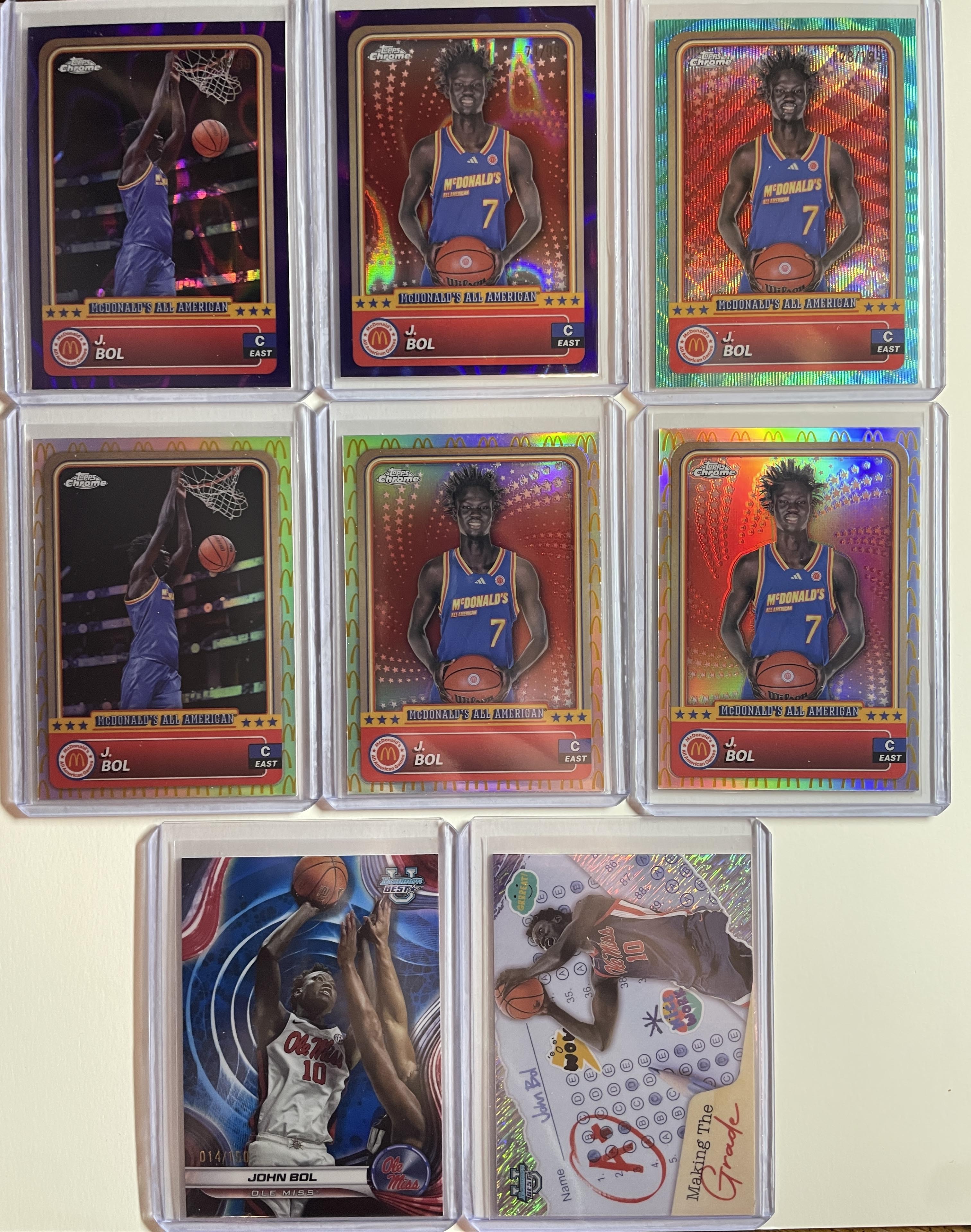 2024-25 Topps McDonald's Chrome John Bol Purple /99 Aqua /199 Blue /150 Set (x8)