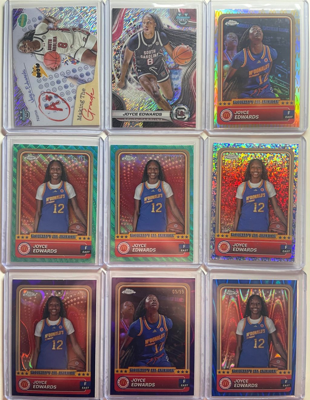 2024-25 Topps McDonald's Chrome Joyce Edwards Purple /99 Aqua /199 SP Set (x9)