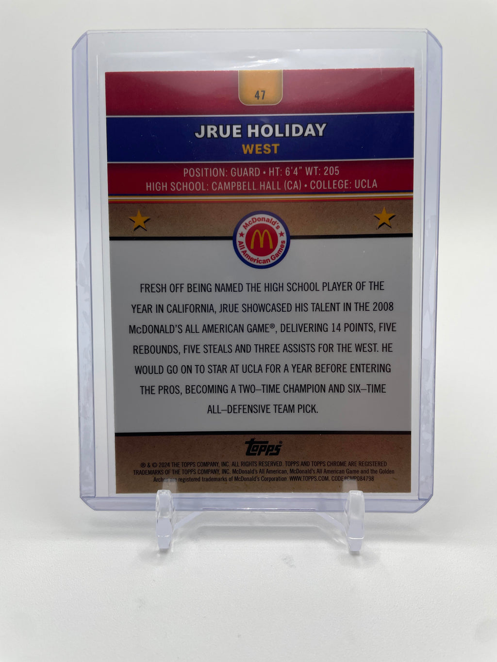 2024-25 Topps McDonald's Chrome Jrue Holiday Purple Refractor /99