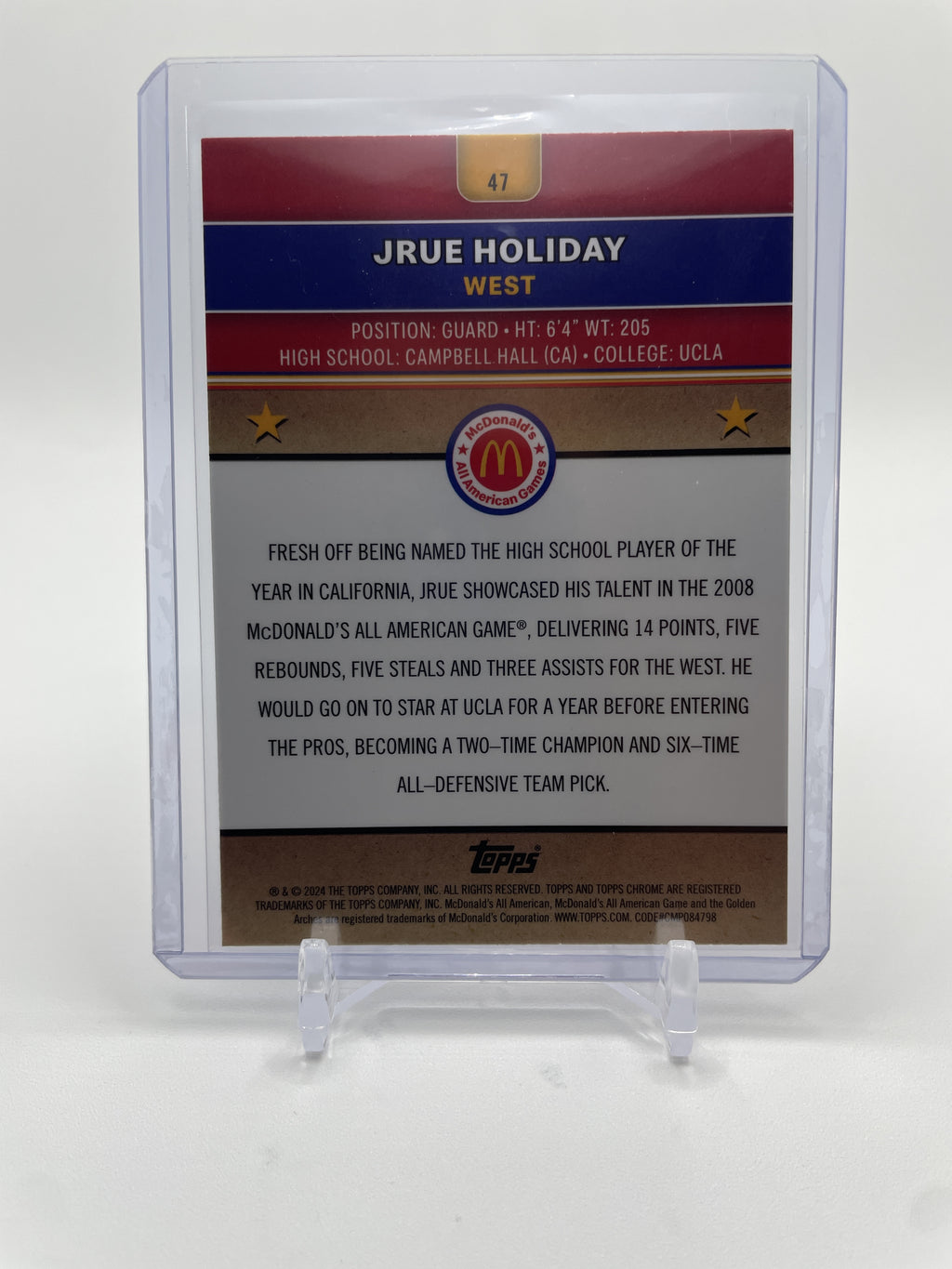 2024-25 Topps McDonald's Chrome Jrue Holiday Purple Refractor /99