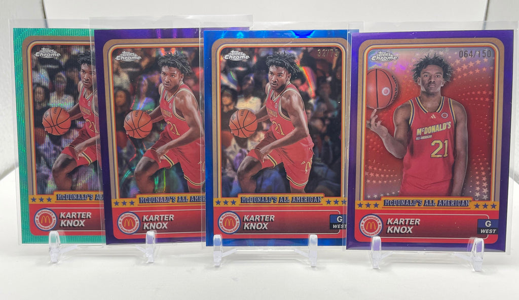2024-25 Topps McDonald's Chrome Karter Knox Blue Refractor /75 + Purple /99 (x4)