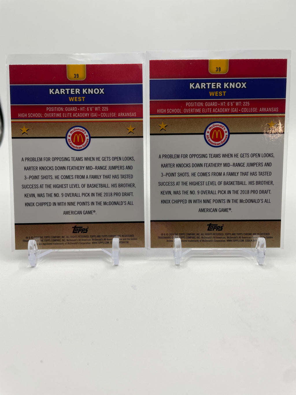 2024-25 Topps McDonald's Chrome Karter Knox Blue Refractor /75 + Purple /99 (x4)