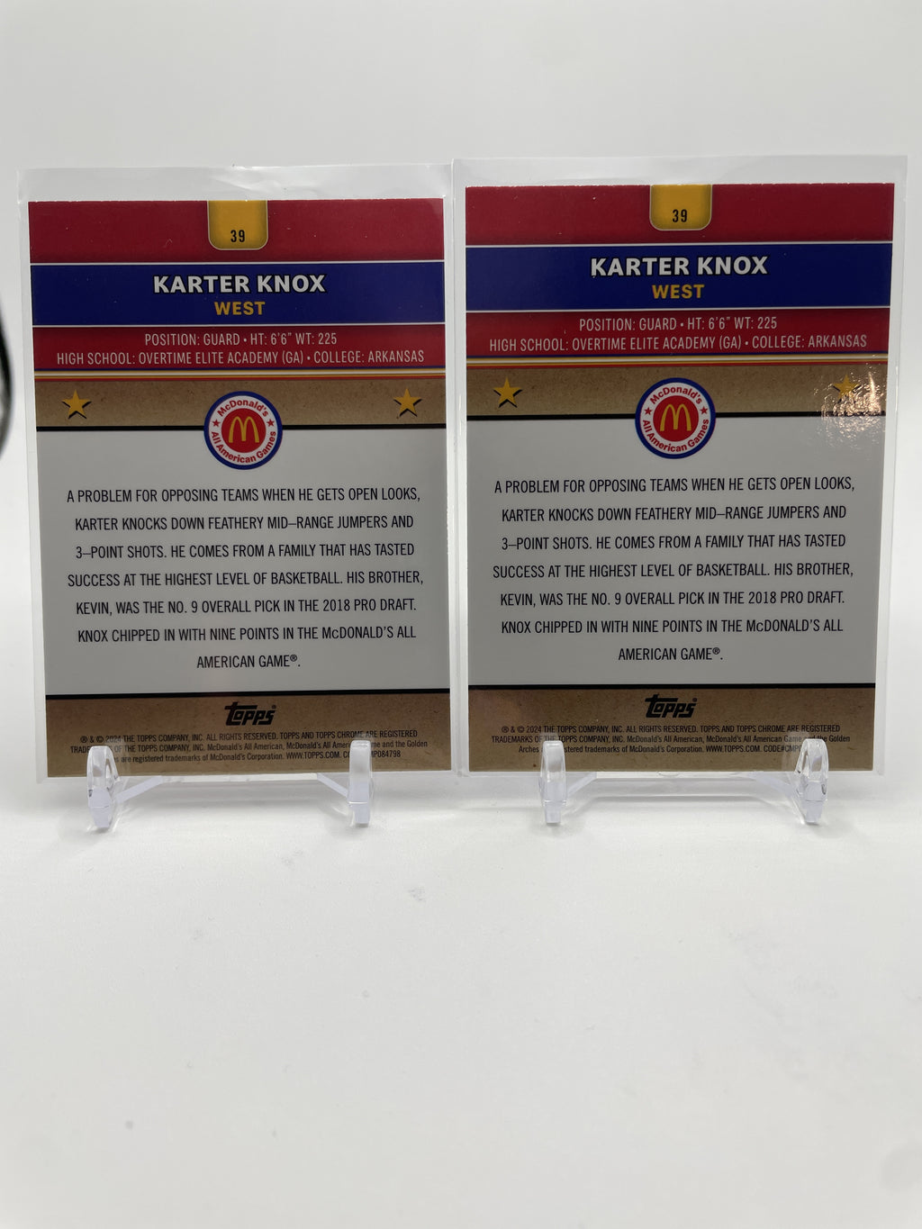 2024-25 Topps McDonald's Chrome Karter Knox Blue Refractor /75 + Purple /99 (x4)