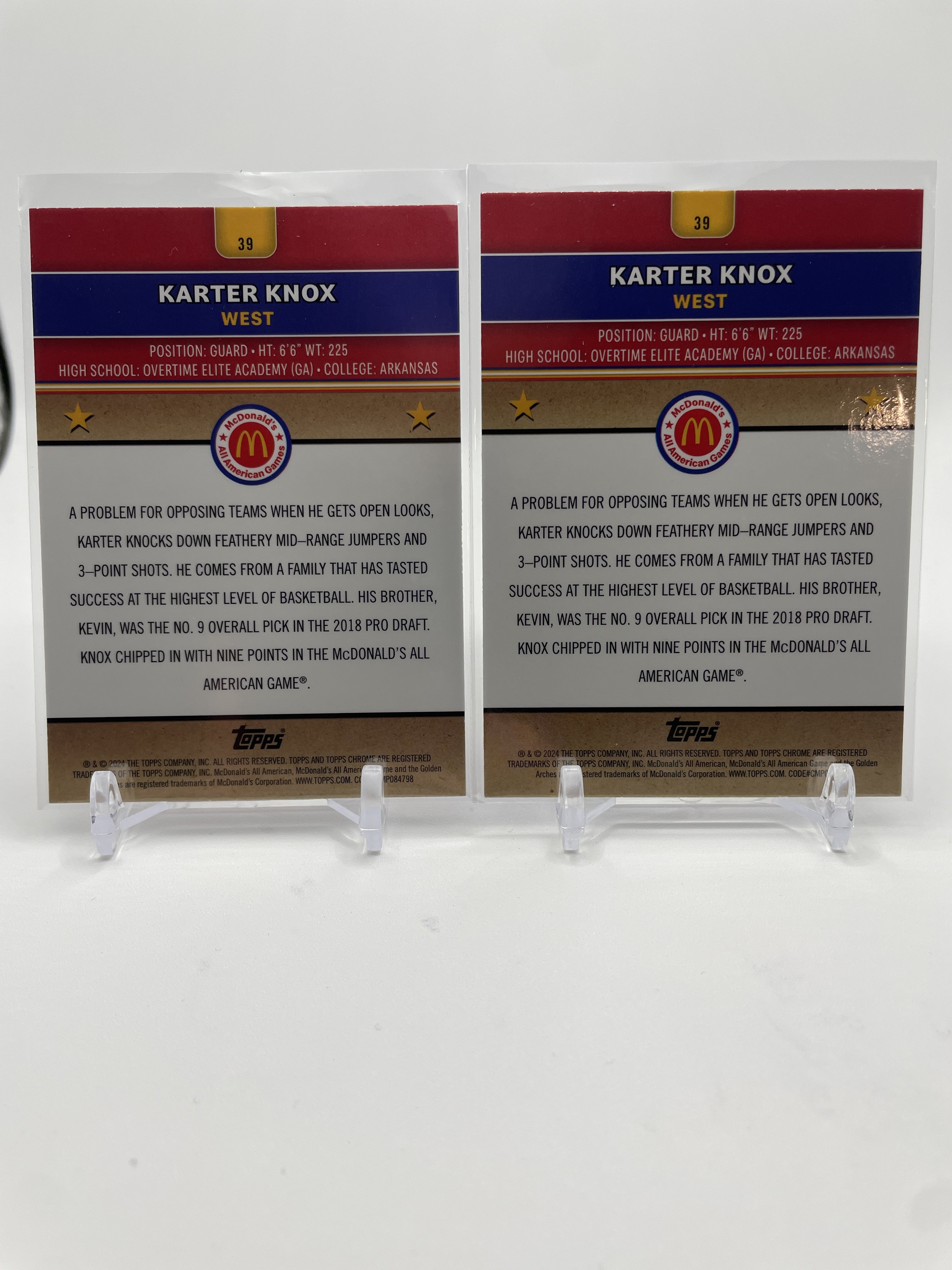 2024-25 Topps McDonald's Chrome Karter Knox Blue Refractor /75 + Purple /99 (x4)