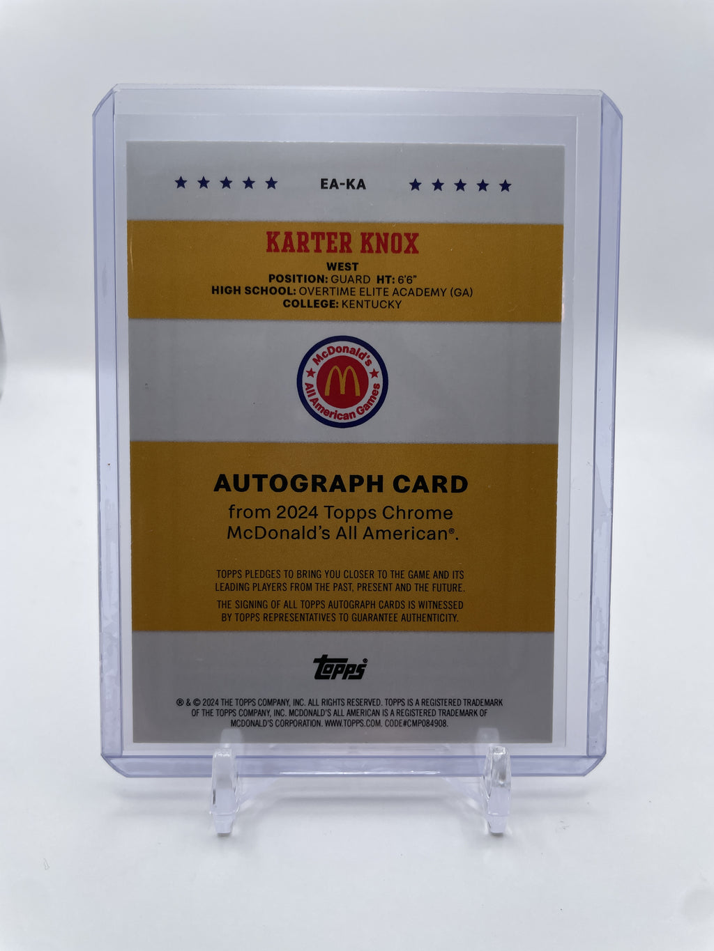 2024-25 Topps McDonald's Chrome Karter Knox On-Card Event Auto SP