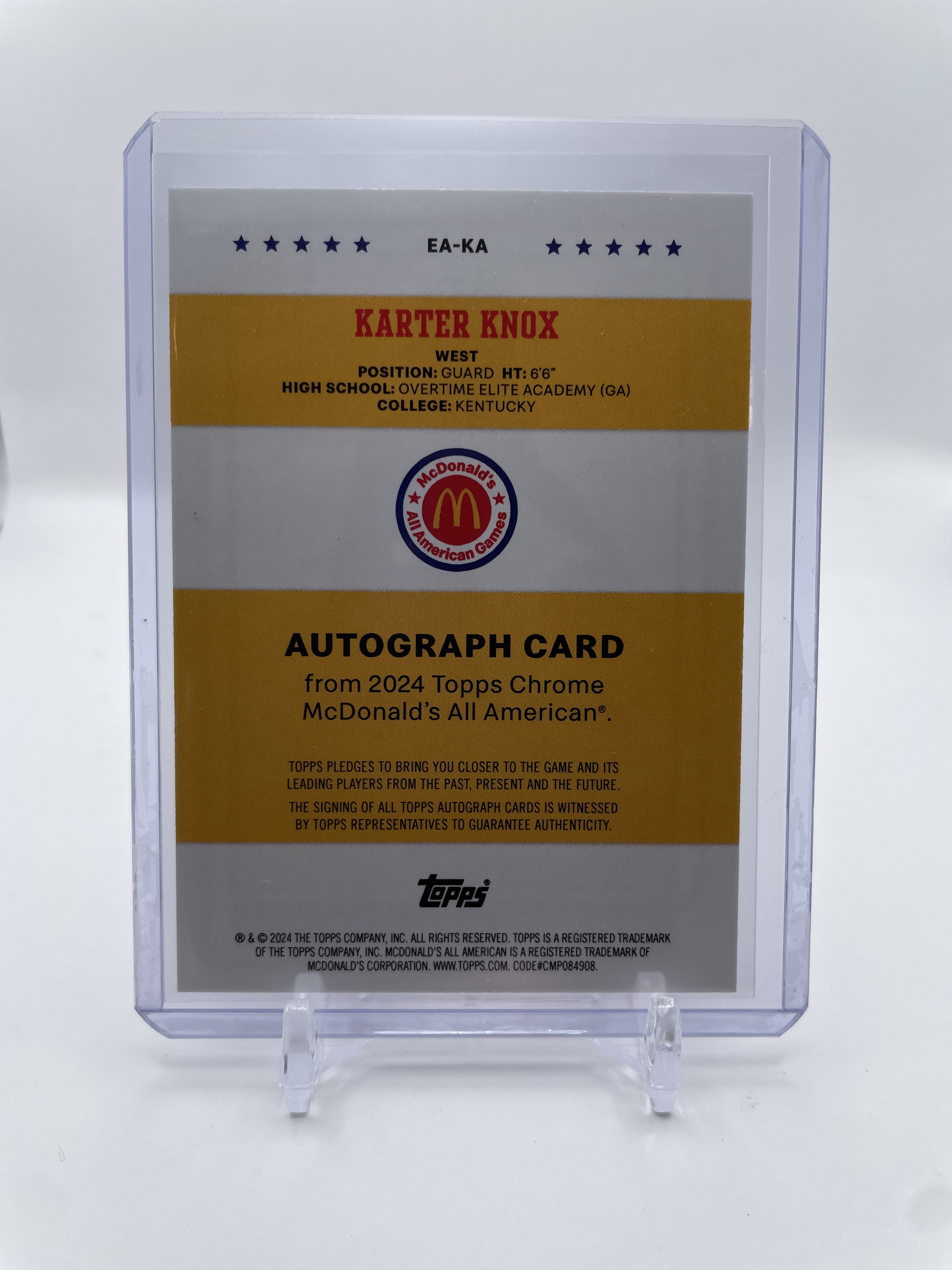 2024-25 Topps McDonald's Chrome Karter Knox On-Card Event Auto SP
