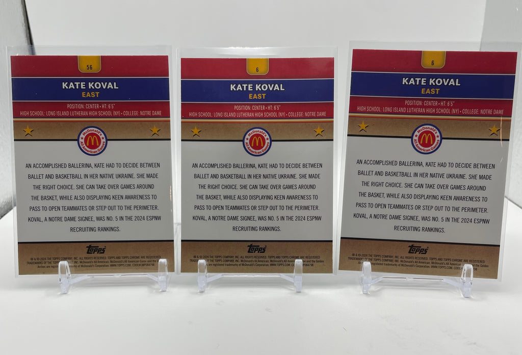 2024-25 Topps McDonald's Chrome Kate Koval Blue /75 + Aqua /199 + SP Set (x3)