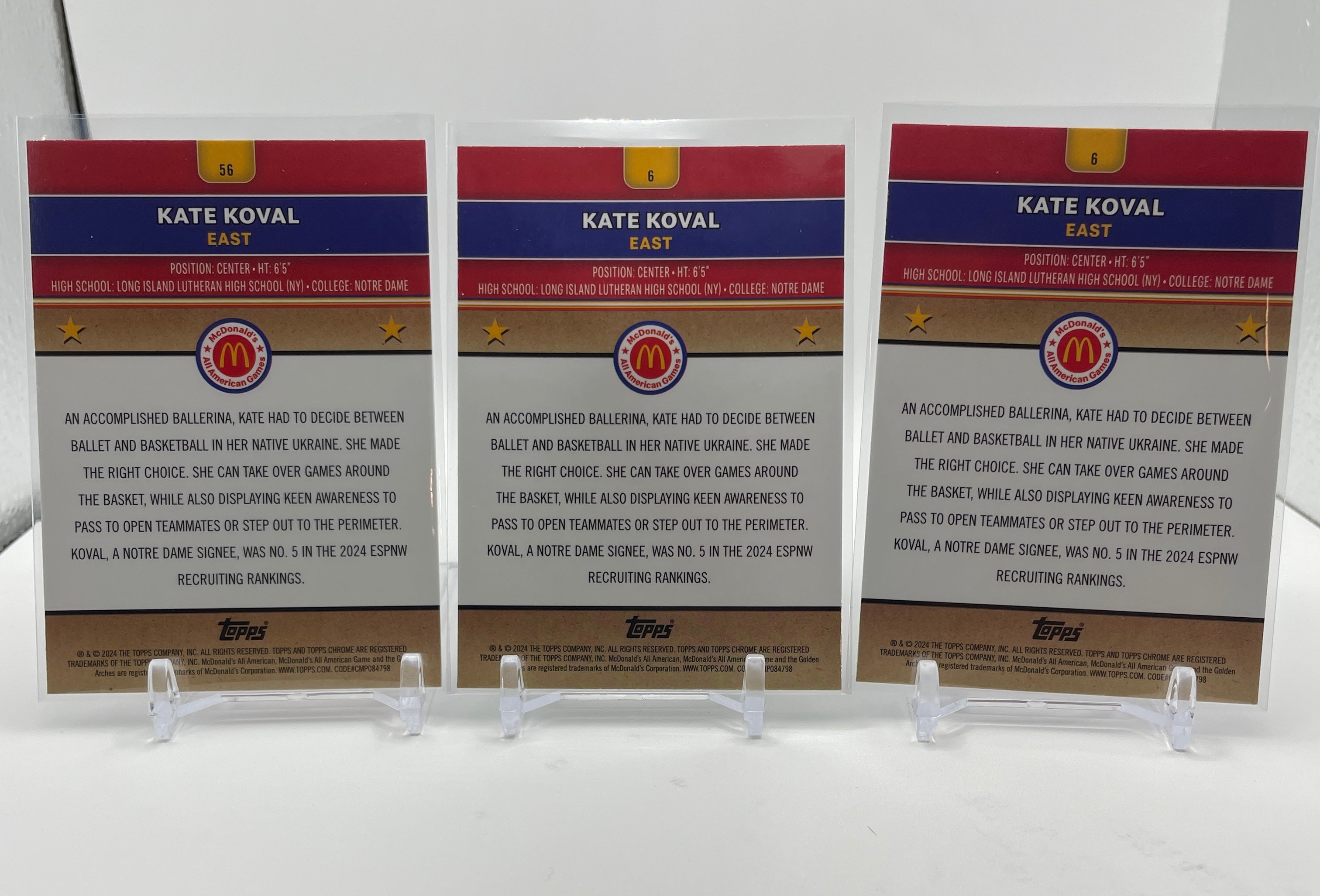 2024-25 Topps McDonald's Chrome Kate Koval Blue /75 + Aqua /199 + SP Set (x3)