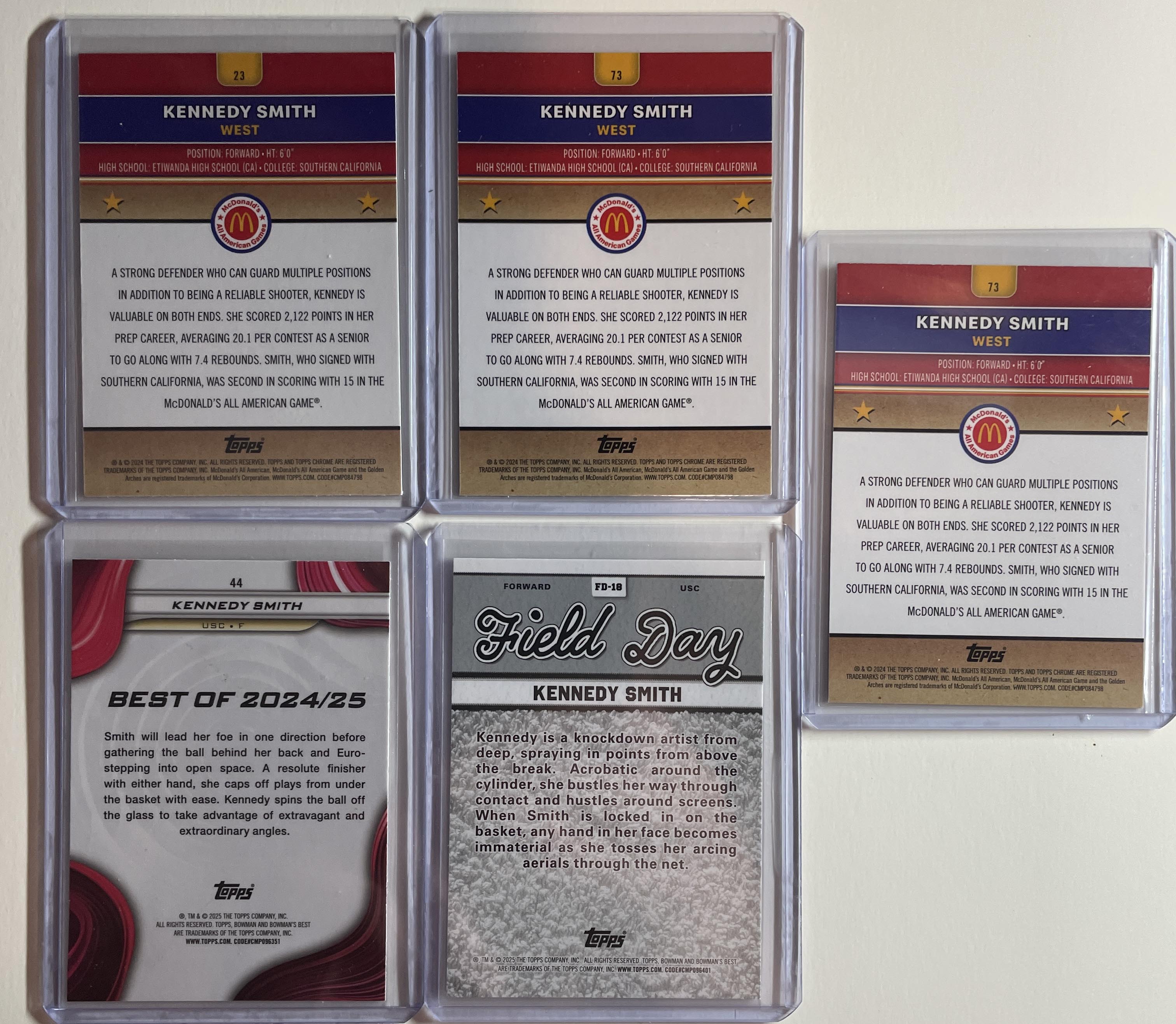 2024-25 Topps McDonald's Chrome Kennedy Smith Aqua /199 + Logo SP Set (x5)