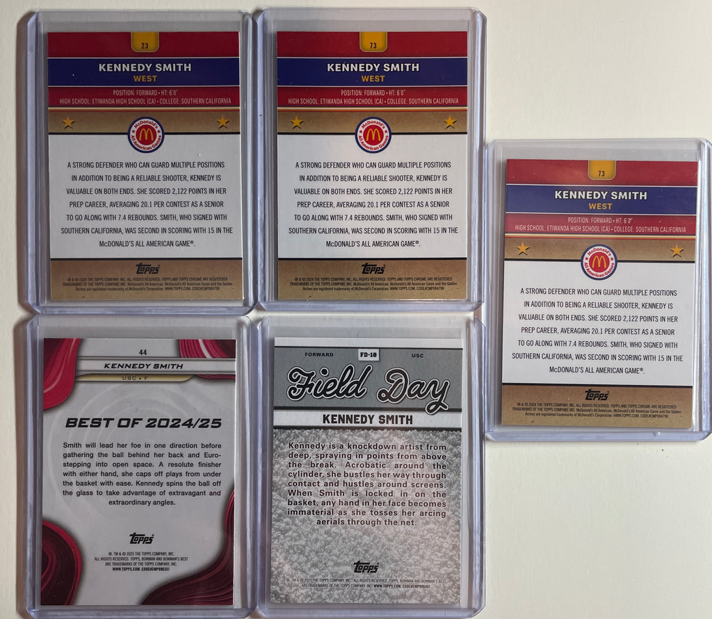 2024-25 Topps McDonald's Chrome Kennedy Smith Aqua /199 + Logo SP Set (x5)