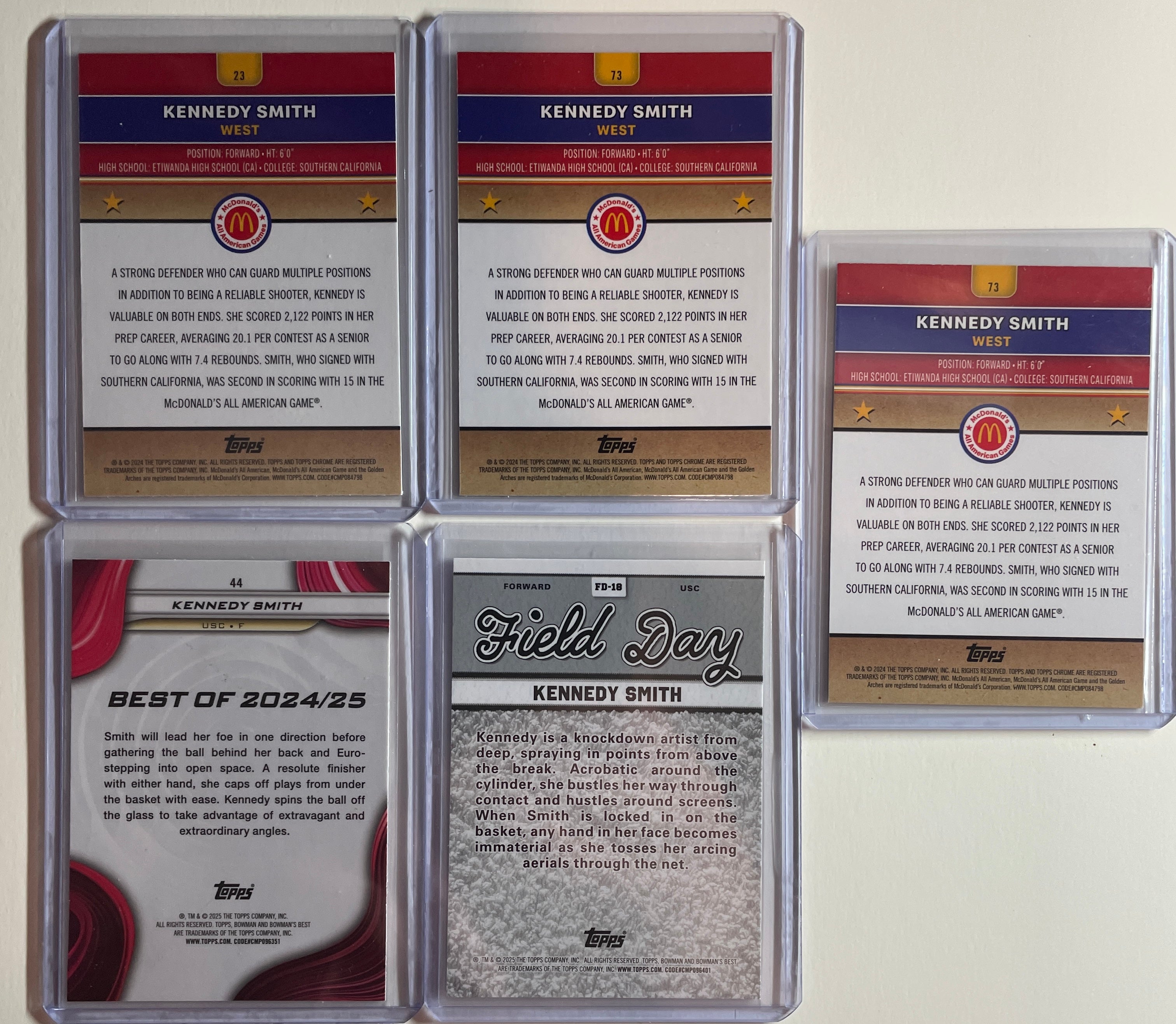2024-25 Topps McDonald's Chrome Kennedy Smith Aqua /199 + Logo SP Set (x5)