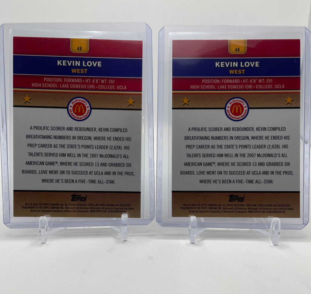 2024-25 Topps McDonald's Chrome Kevin Love Purple Refractor /99 Set (x2)