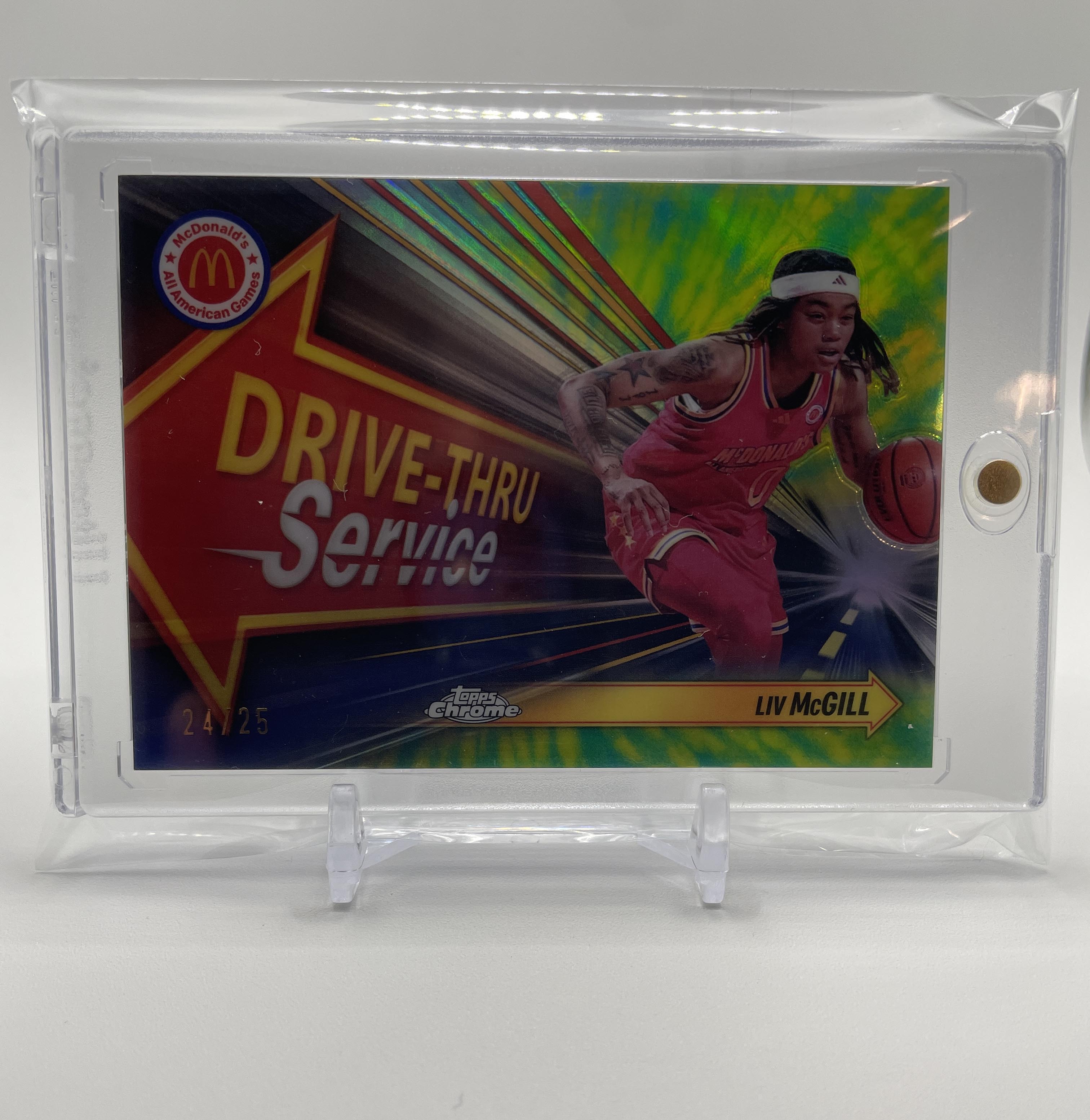 2024-25 Topps McDonald's Chrome Liv McGill Drive-Thru Tie-Dye Refractor /25