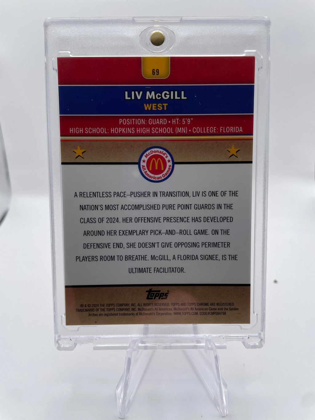 2024-25 Topps McDonald's Chrome Liv McGill Orange Refractor Rookie /35
