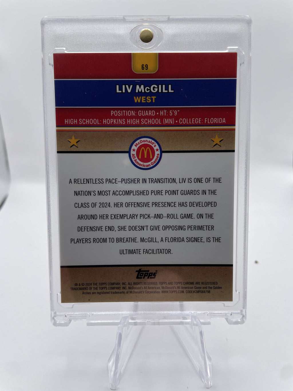 2024-25 Topps McDonald's Chrome Liv McGill Orange Refractor Rookie /35