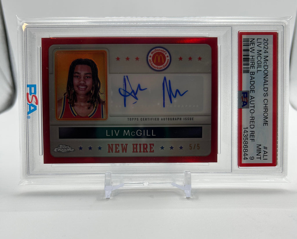 2024-25 Topps McDonald's Chrome Liv McGill Red Refractor Auto /5 PSA 9 Mint