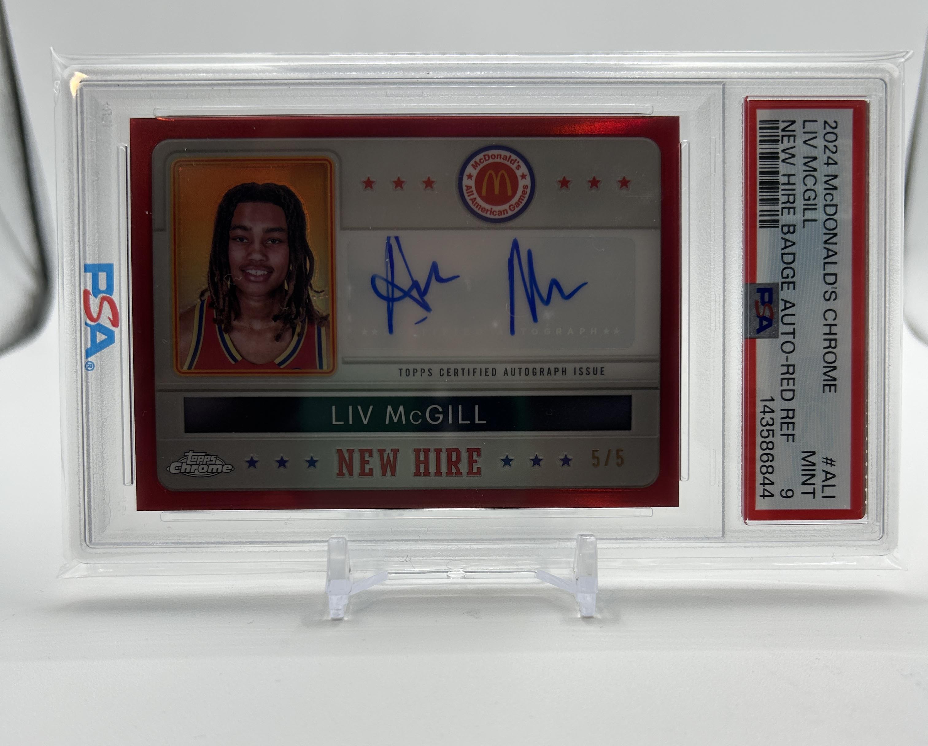 2024-25 Topps McDonald's Chrome Liv McGill Red Refractor Auto /5 PSA 9 Mint
