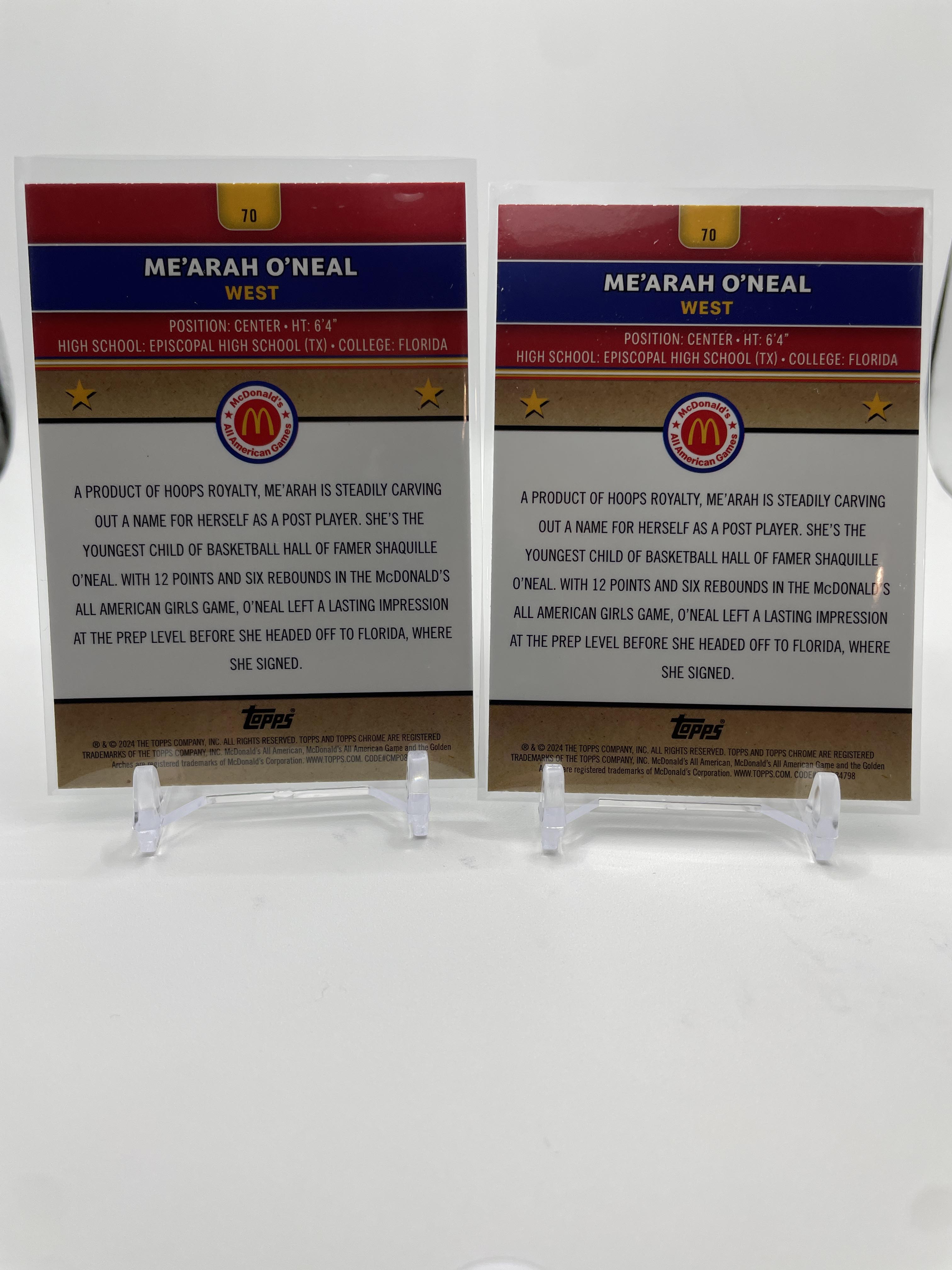 2024-25 Topps McDonald's Chrome Me'Arrah O'Neal Aqua /199 McFlurry SP Set (x4)