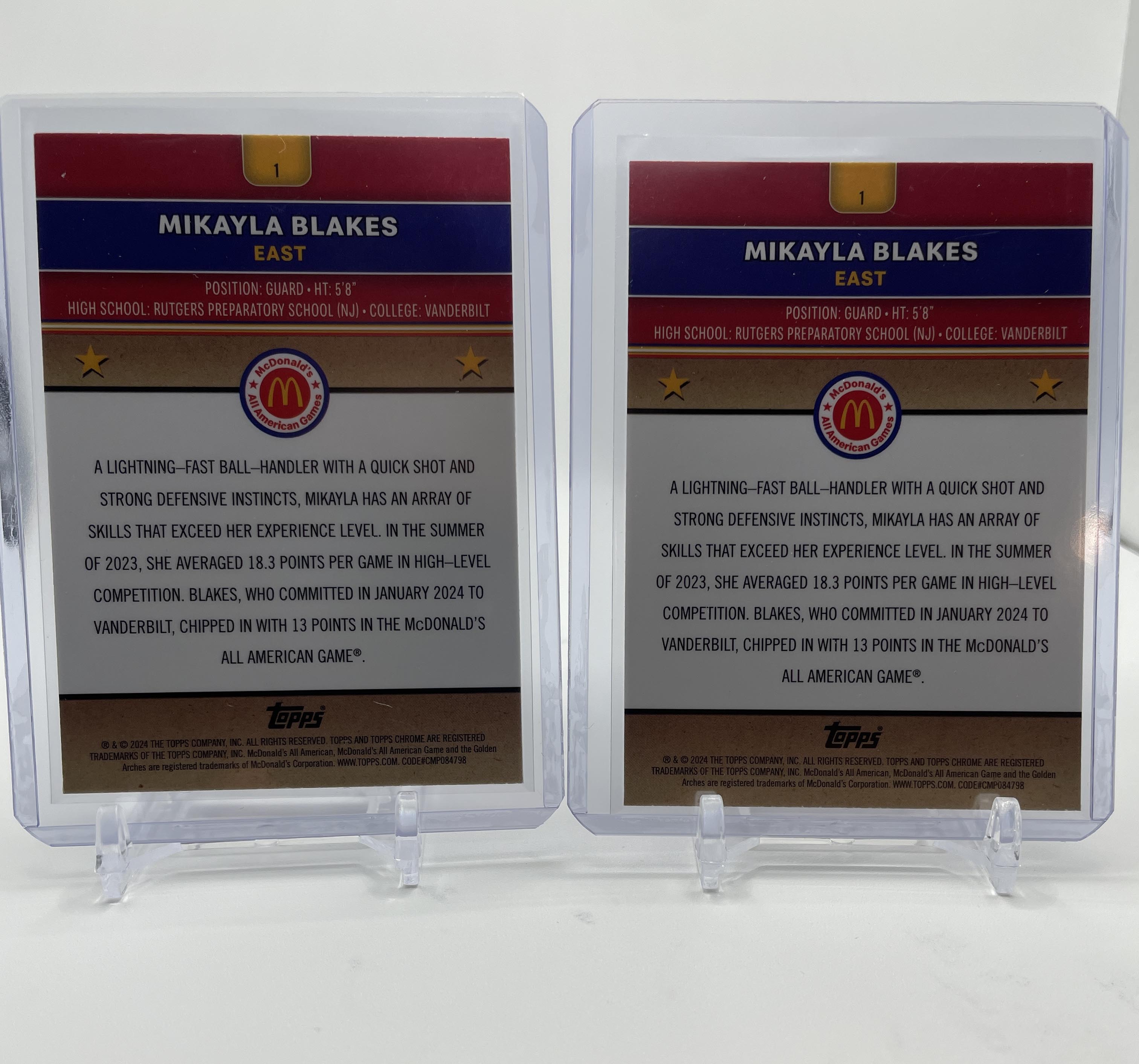 2024-25 Topps McDonald's Chrome Mikayla Blakes Purple /99 Aqua /199 Set (x4)