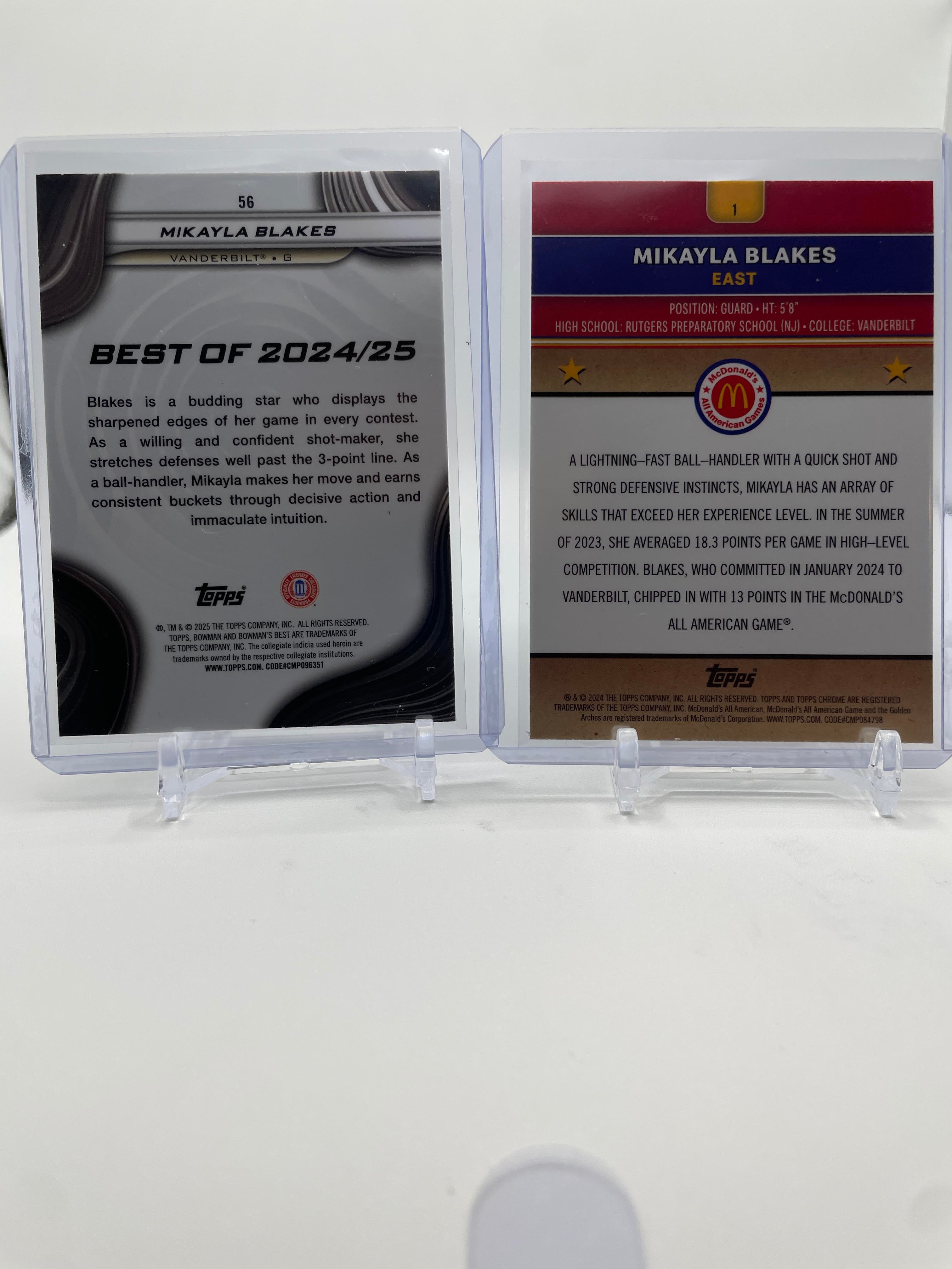 2024-25 Topps McDonald's Chrome Mikayla Blakes Purple /99 Aqua /199 Set (x4)
