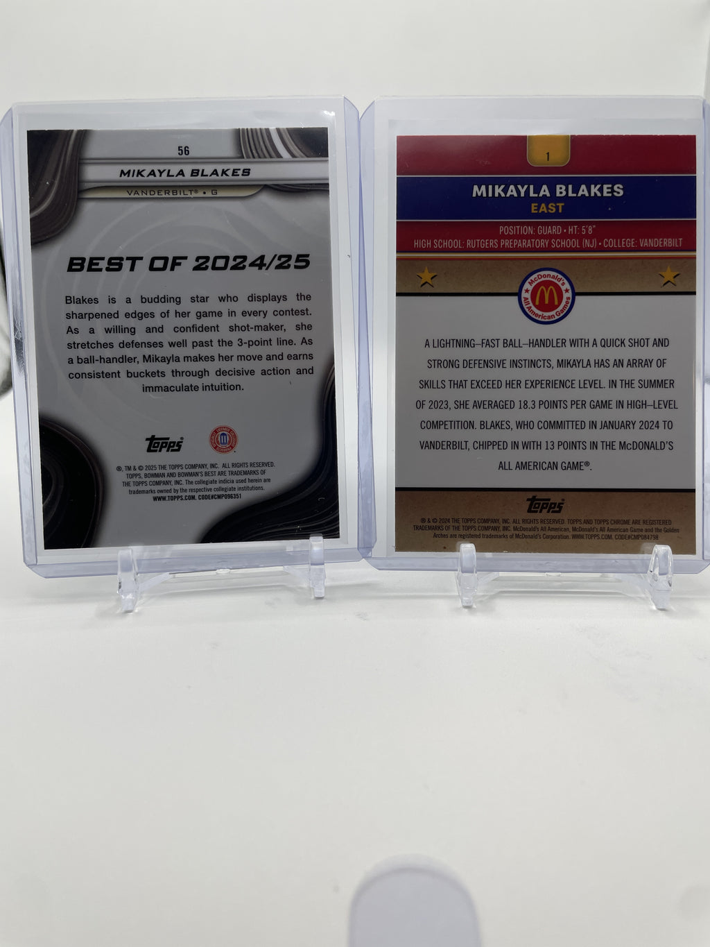 2024-25 Topps McDonald's Chrome Mikayla Blakes Purple /99 Aqua /199 Set (x4)