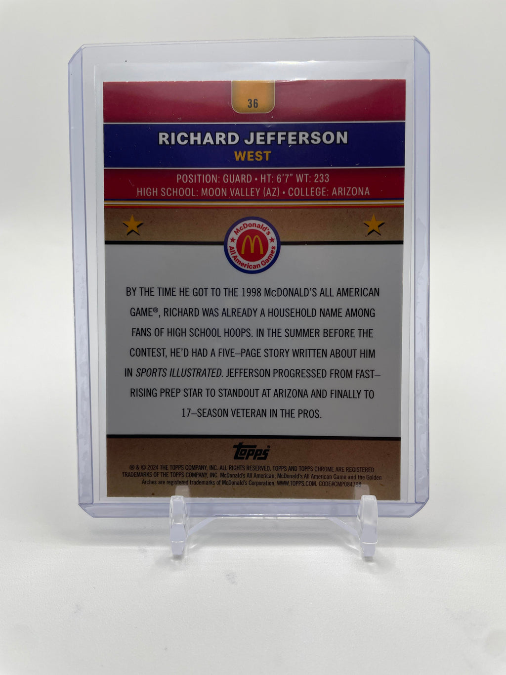 2024-25 Topps McDonald's Chrome Richard Jefferson Purple Refractor /150