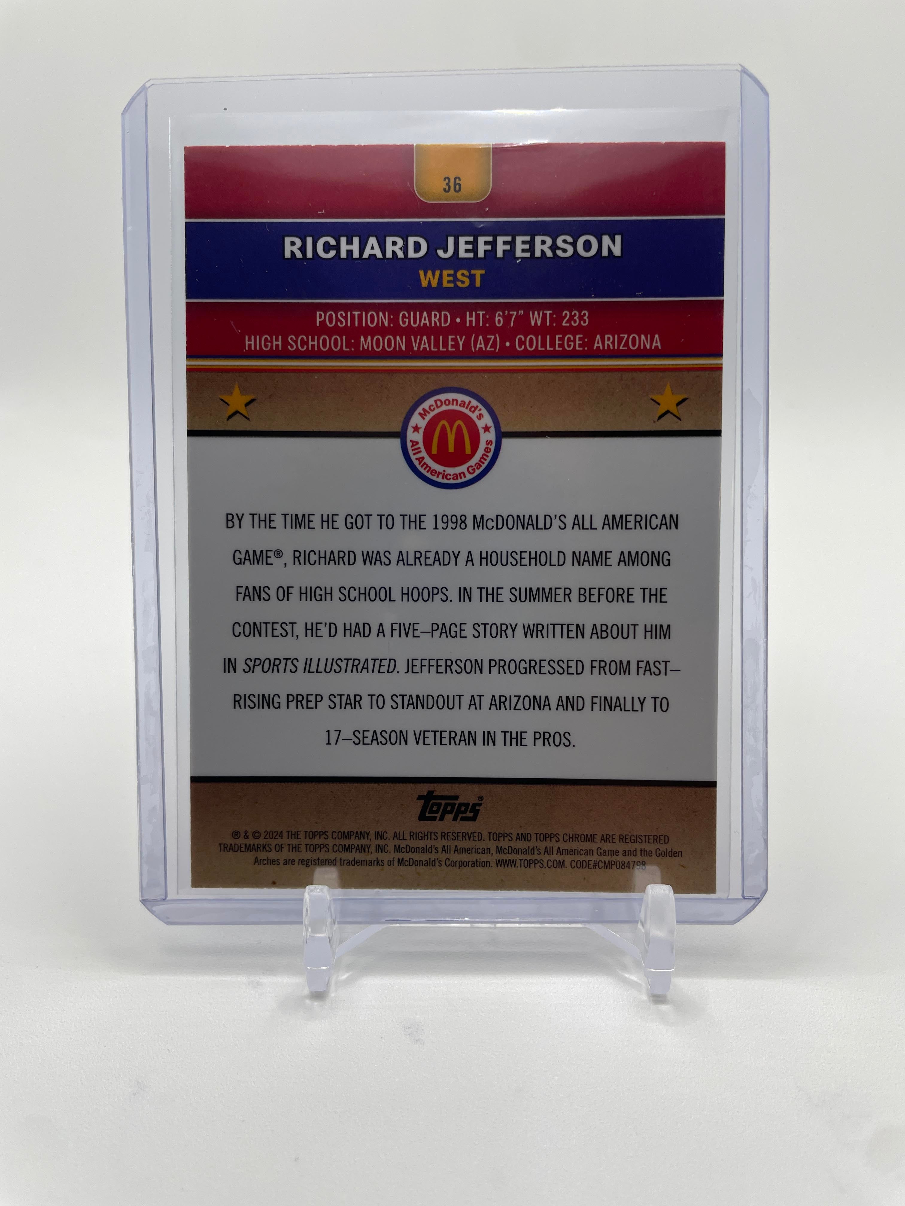 2024-25 Topps McDonald's Chrome Richard Jefferson Purple Refractor /150