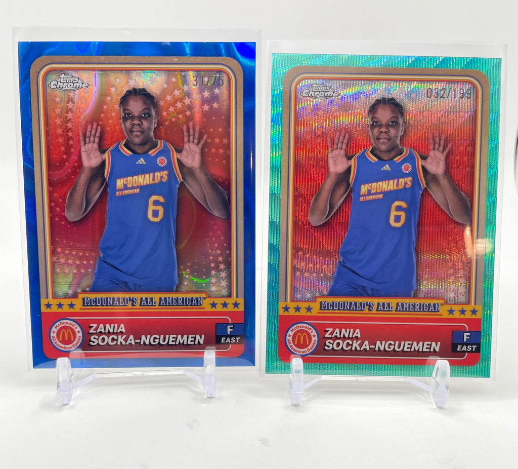 2024-25 Topps McDonald's Chrome Zania Socka-Nguemen Blue /75 + Aqua /199