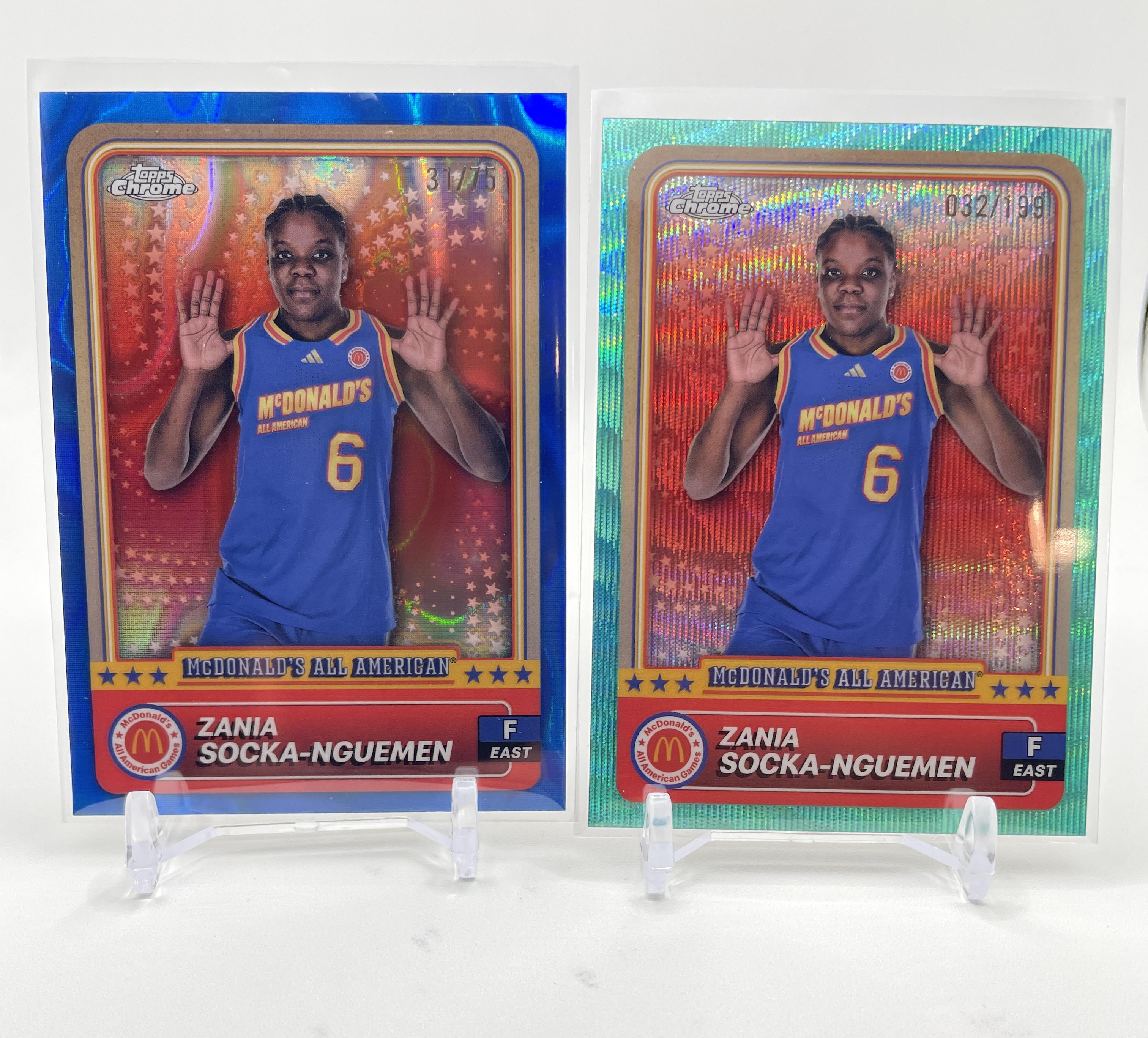 2024-25 Topps McDonald's Chrome Zania Socka-Nguemen Blue /75 + Aqua /199