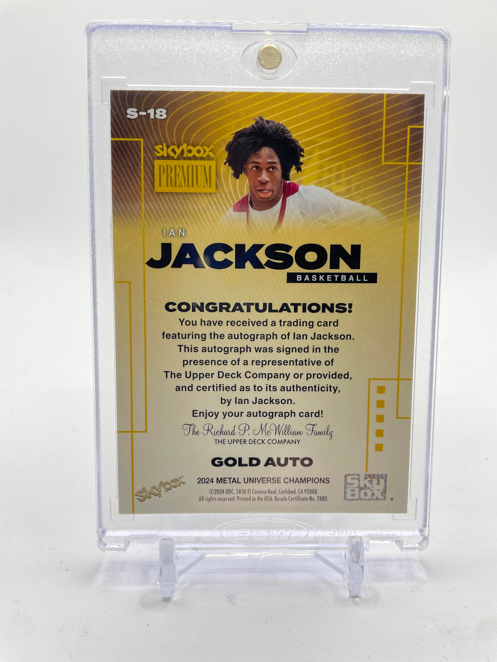 2024-25 Upper Deck Skybox Metal Ian Jackson Premium Gold SP Rookie Auto