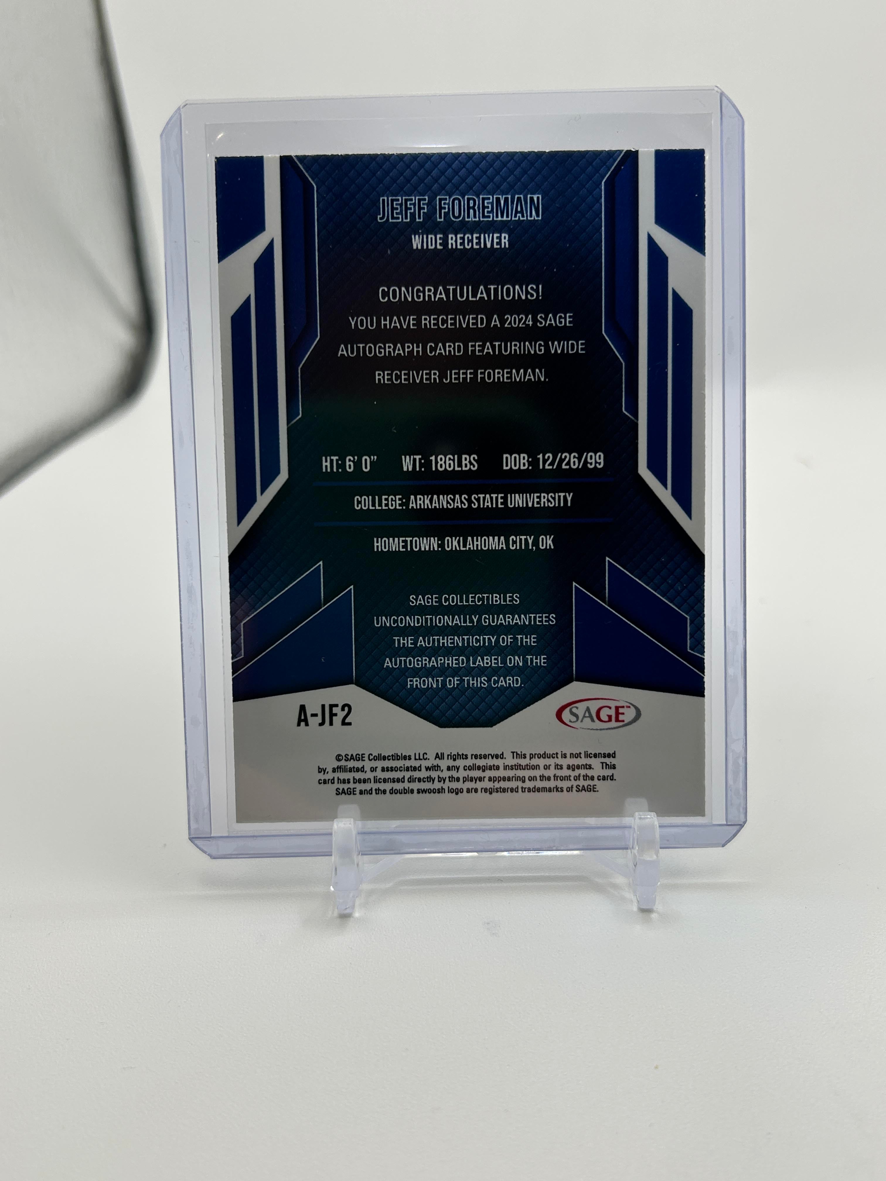 2024 Sage Jeff Foreman Black Rookie Auto