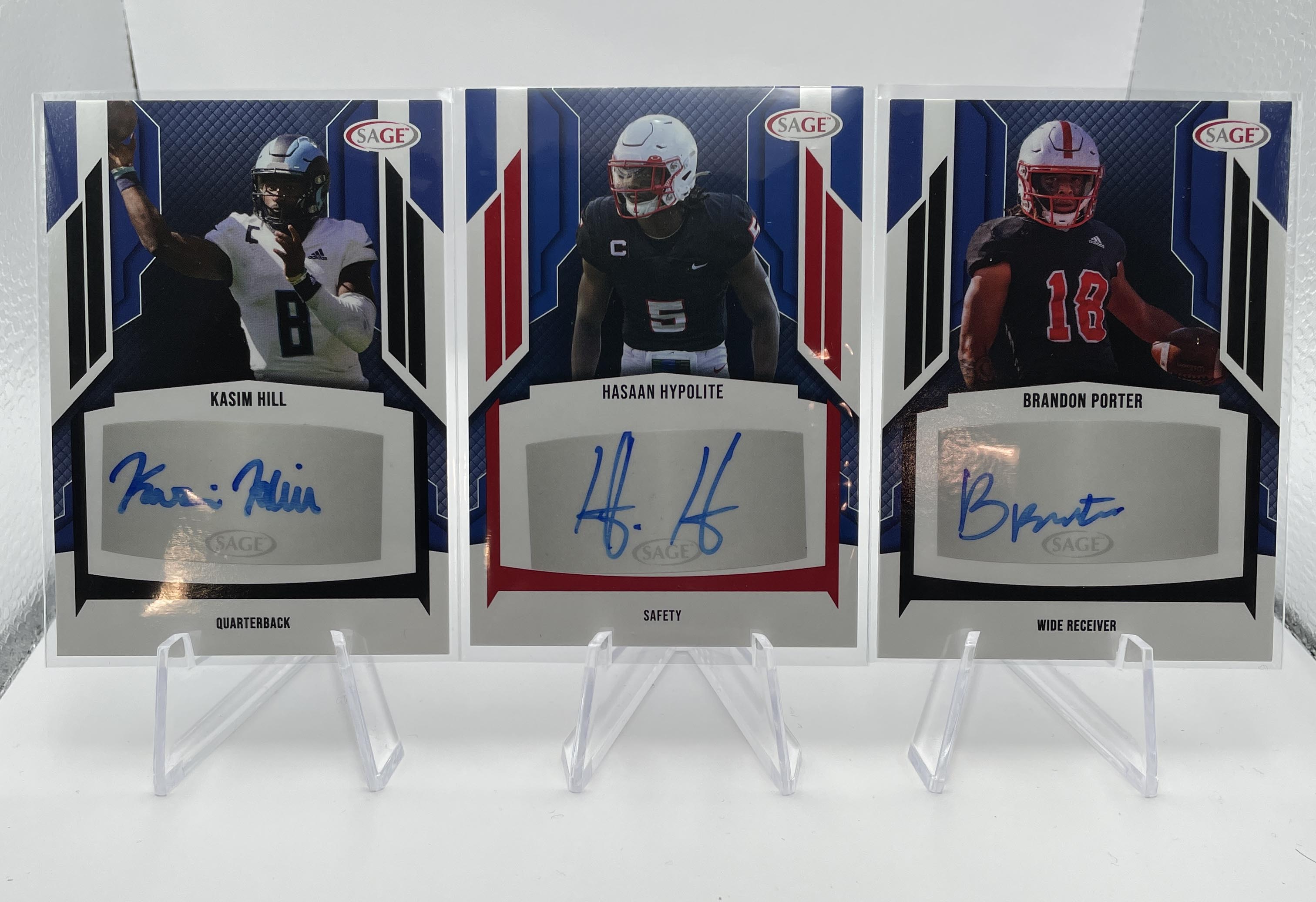 2024 Sage Kasim Hill + Hasaan Hypolite + Brandon Porter Rookie Auto Set (x3)