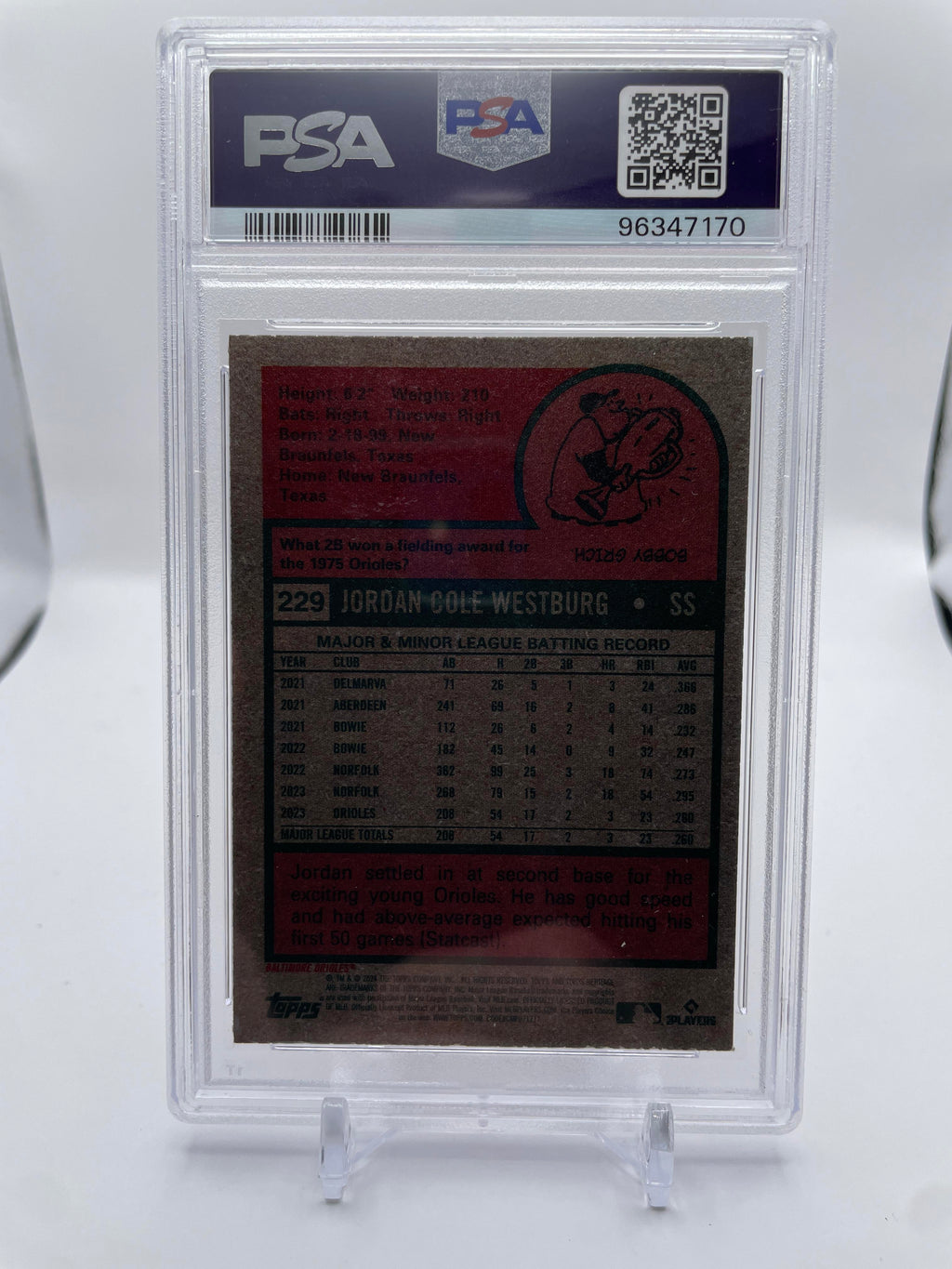 2024 Topps Heritage Jordan Westburg Rookie #229 PSA 9 Mint