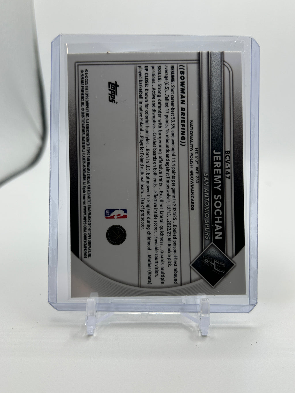 2025-26 Bowman Chrome Jeremy Sochan Lava Refractor /399
